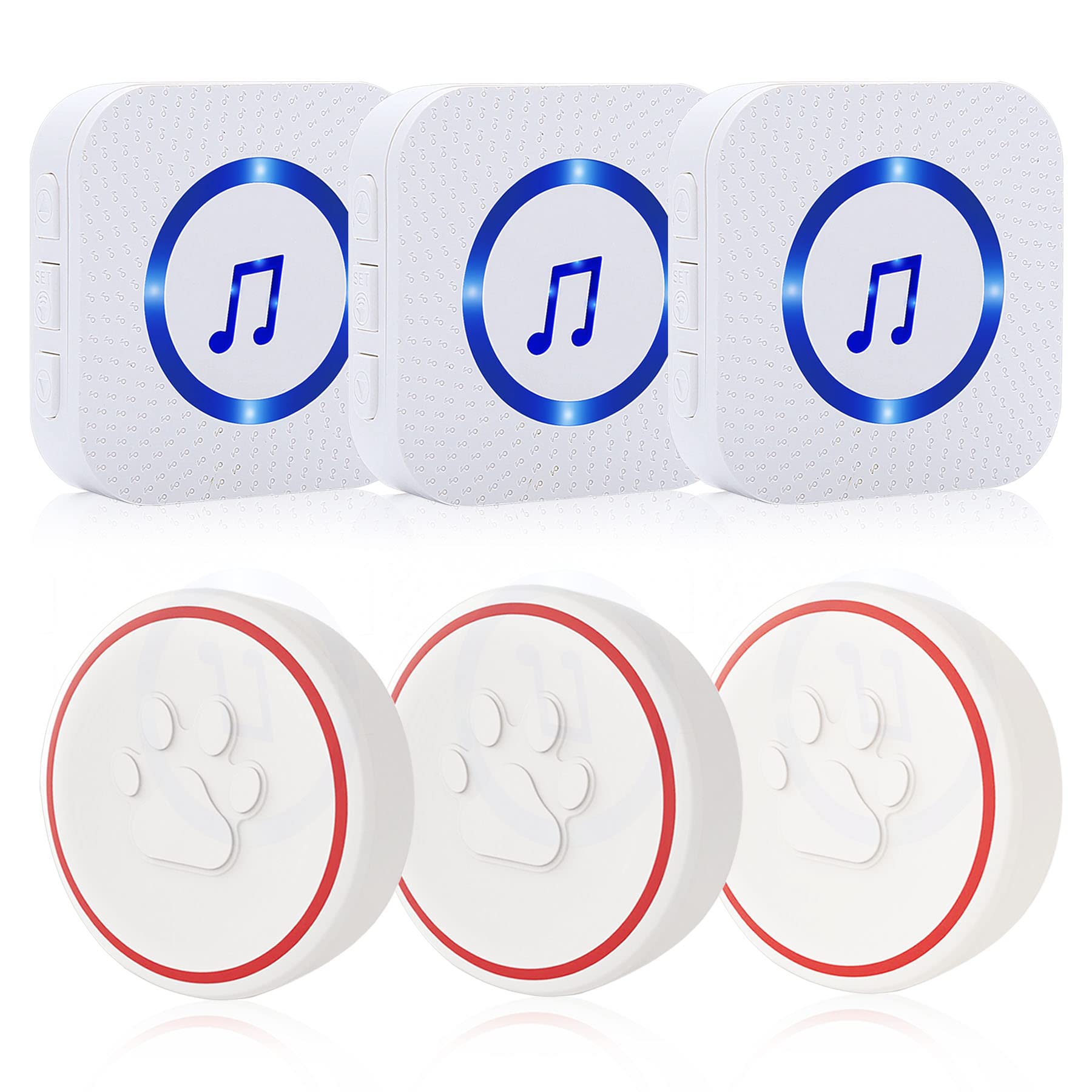 ChunHee Dog Doorbell for Potty Training - 3 Transmitters & 3 Receivers for Effective Communication | Perfect for Housebreaking Puppies & Teaching Dogs to Signal Bathroom Needs