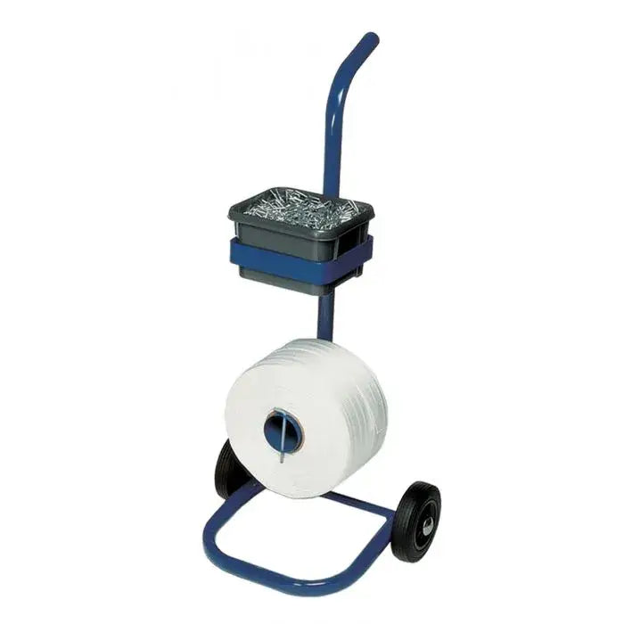 Heavy Duty Dispenser Trolley for Woven Polyester Strapping - Efficient Strapping Solution for Warehouse, Shipping & Packaging Operations