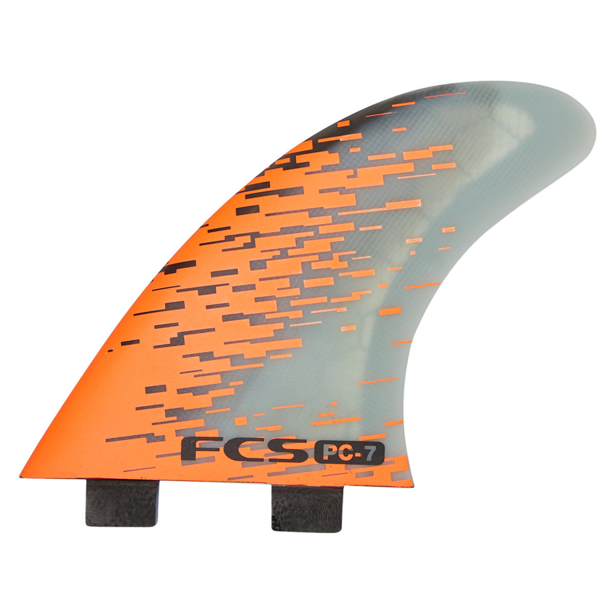 FCS THRUSTER PC Smoke Tri 2 Tab Large - Orange Smoke Surfboard Fins for Performance Surfing in Waves