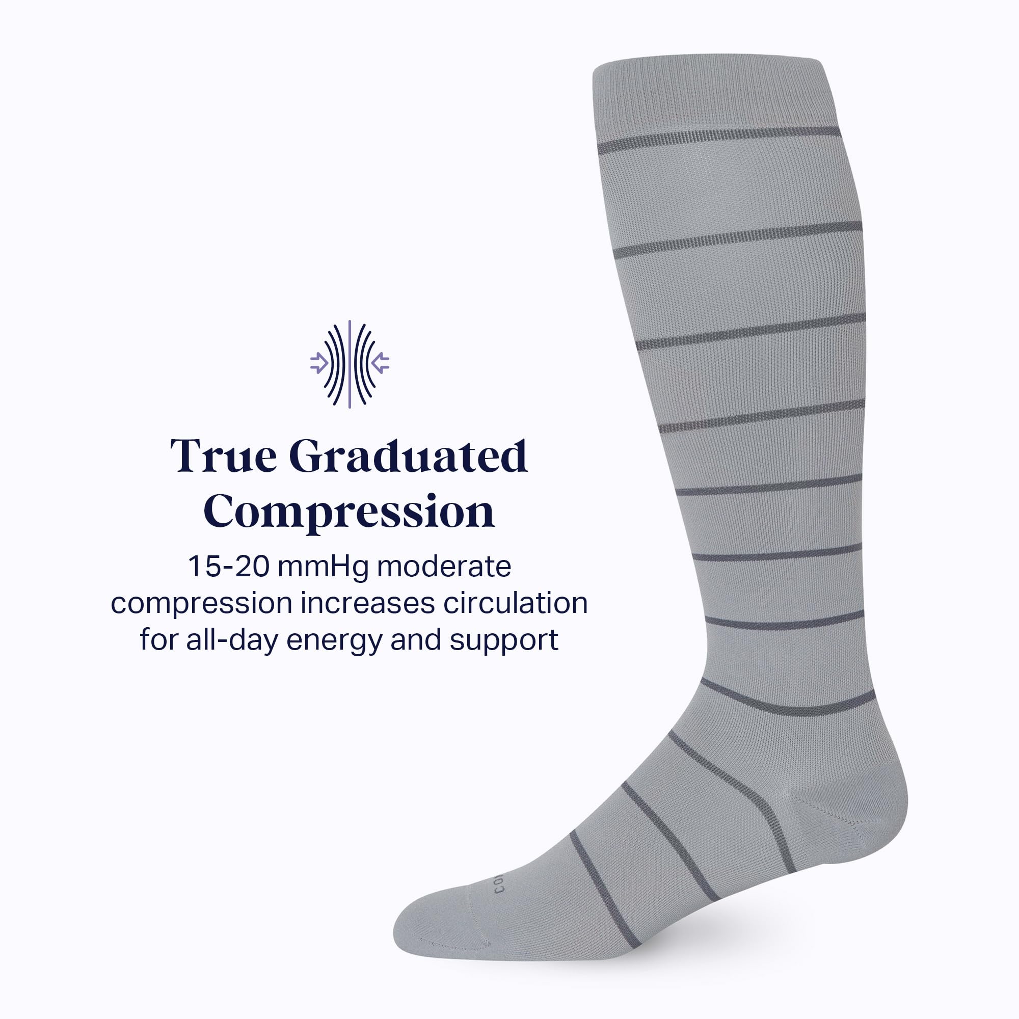 Comrad Nylon Knee High Compression Socks (15-20mmHg) - Soft, Breathable Graduated Support Socks for Men & Women - Perfect for Running, Travel & Circulation Support