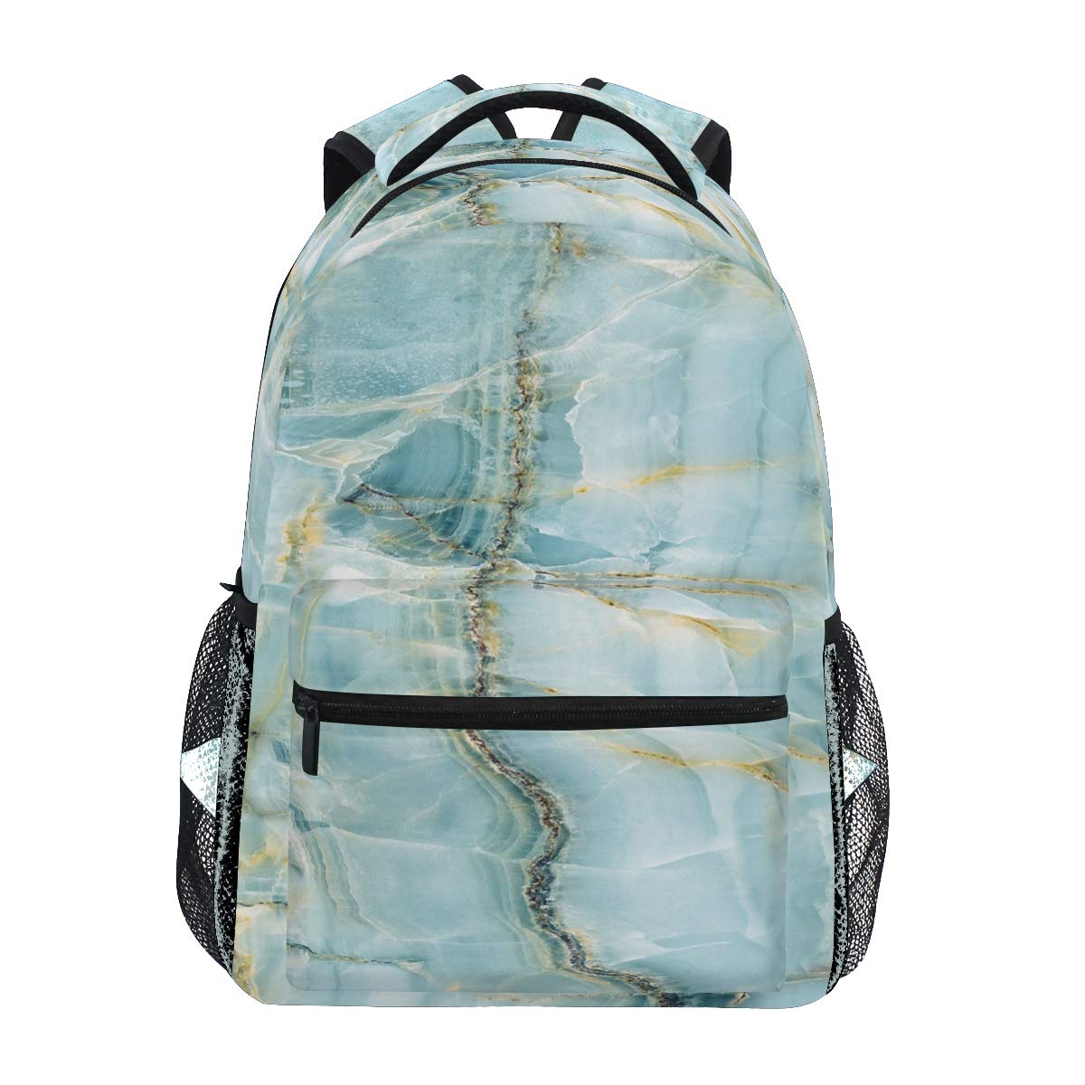 Stylish Teal Blue Marble Print Backpack - 15.6 Inch Laptop Daypack for Travel, School & Work - Durable Unisex Backpack for Teens, Men & Women - Perfect for Commuting, College & Outdoor Adventures