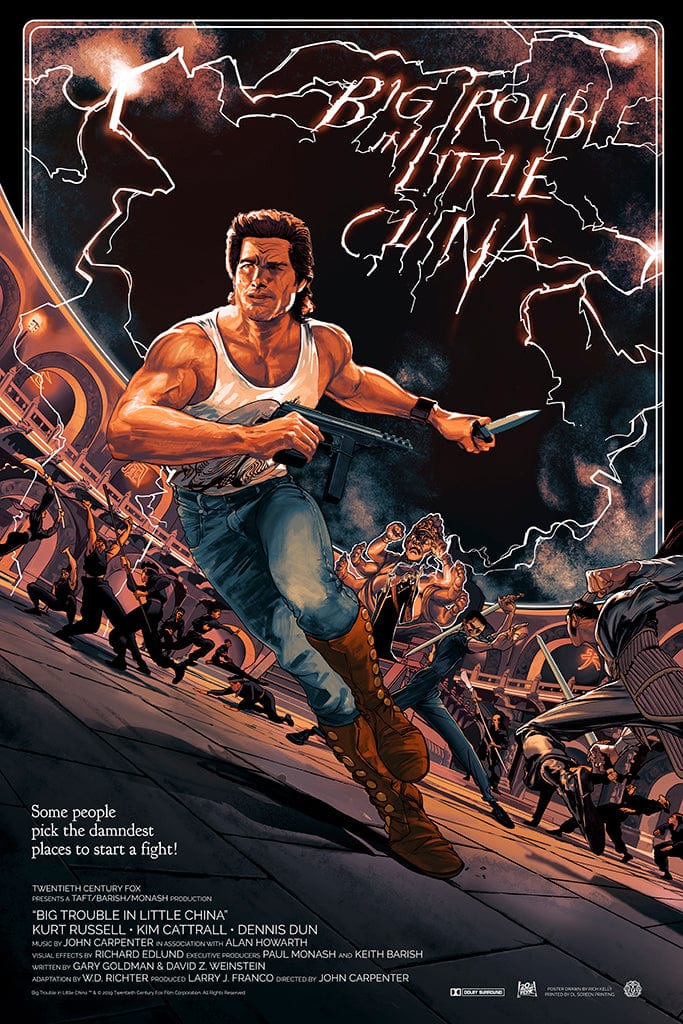 Big Trouble In Little China Movie Poster - Vintage Screen Printed Art for Home & Office Decor - Perfect for Movie Fans & Collectors