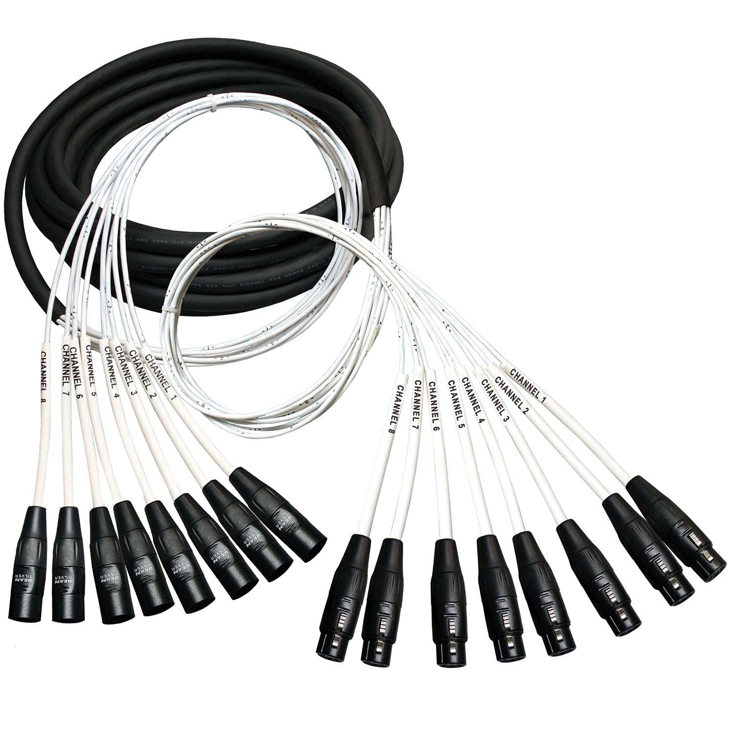 RapcoHorizon 8 Channel XLR Female to XLR Male Audio Snake Cable - 10 Feet for Live Sound, Studio Recording & Stage Performances