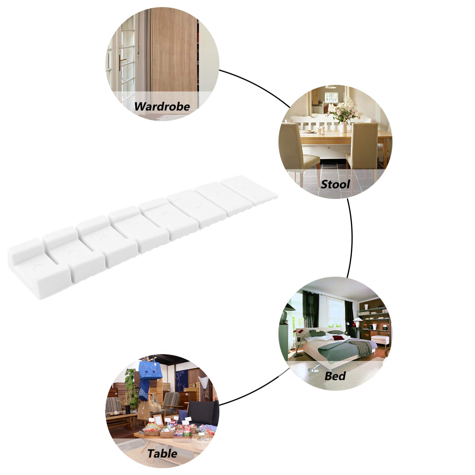 20 Pack Baluue ABS Table Wedges - Heavy Duty Furniture Leveling Shims for Wobbly Tables, Chairs, Desks & Doors - Flexible Rubber Stabilizers for Home, Office & Restaurant Use