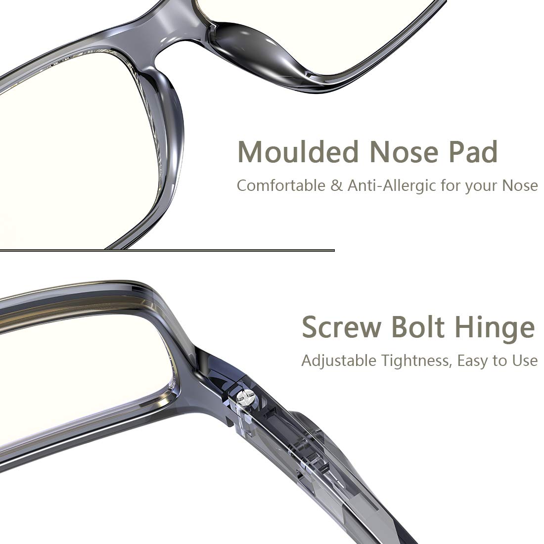 CAXMAN Blue Light Blocking Glasses for Computer, Gaming & Sleep - Detachable Side Shields - Reduce Eye Strain & Improve Sleep - Perfect for Office Work, Online Classes & Nighttime Screen Use