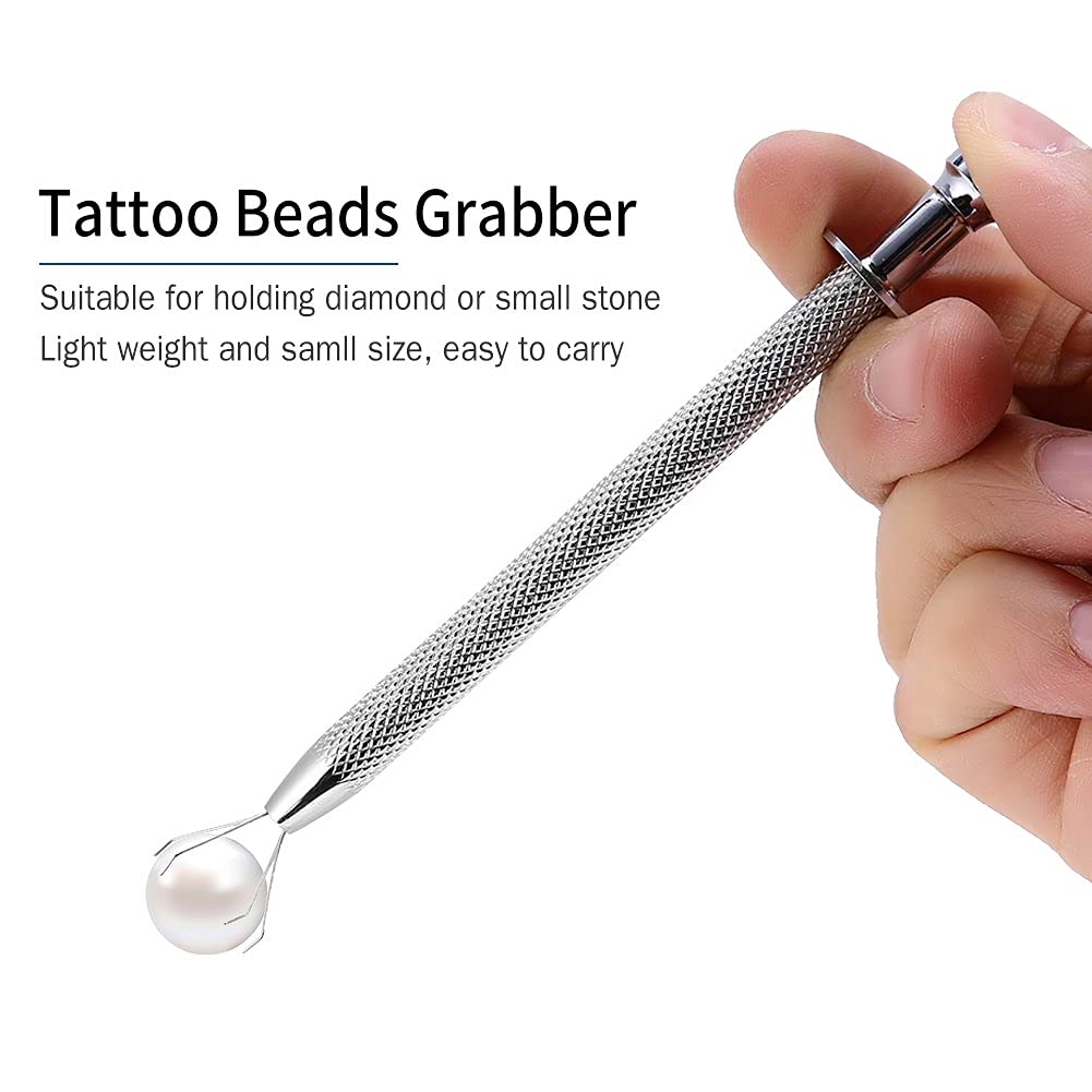 Professional Stainless Steel 4-Claw Tattoo Bead Grabber - Diamond & Pearl Pickup Tool for Body Piercing, Jewelry Making & Tattoo Accessories | Perfect for Tattoo Artists, Piercing Professionals & Jewelers