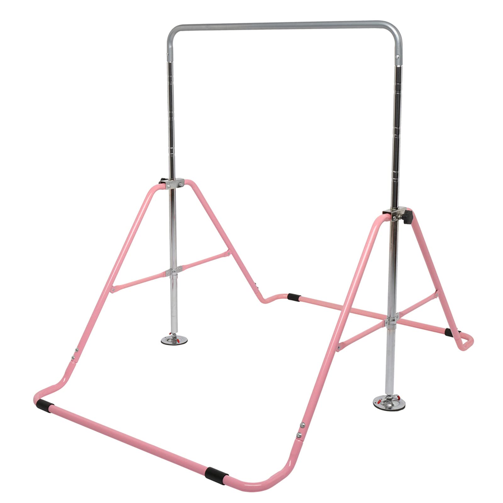 Foldable Kids Gymnastics Bar - Adjustable Horizontal Bar for Home Training, Pink (Ideal for Indoor Playroom, Backyard, Gymnastics Practice & Kids Fitness)