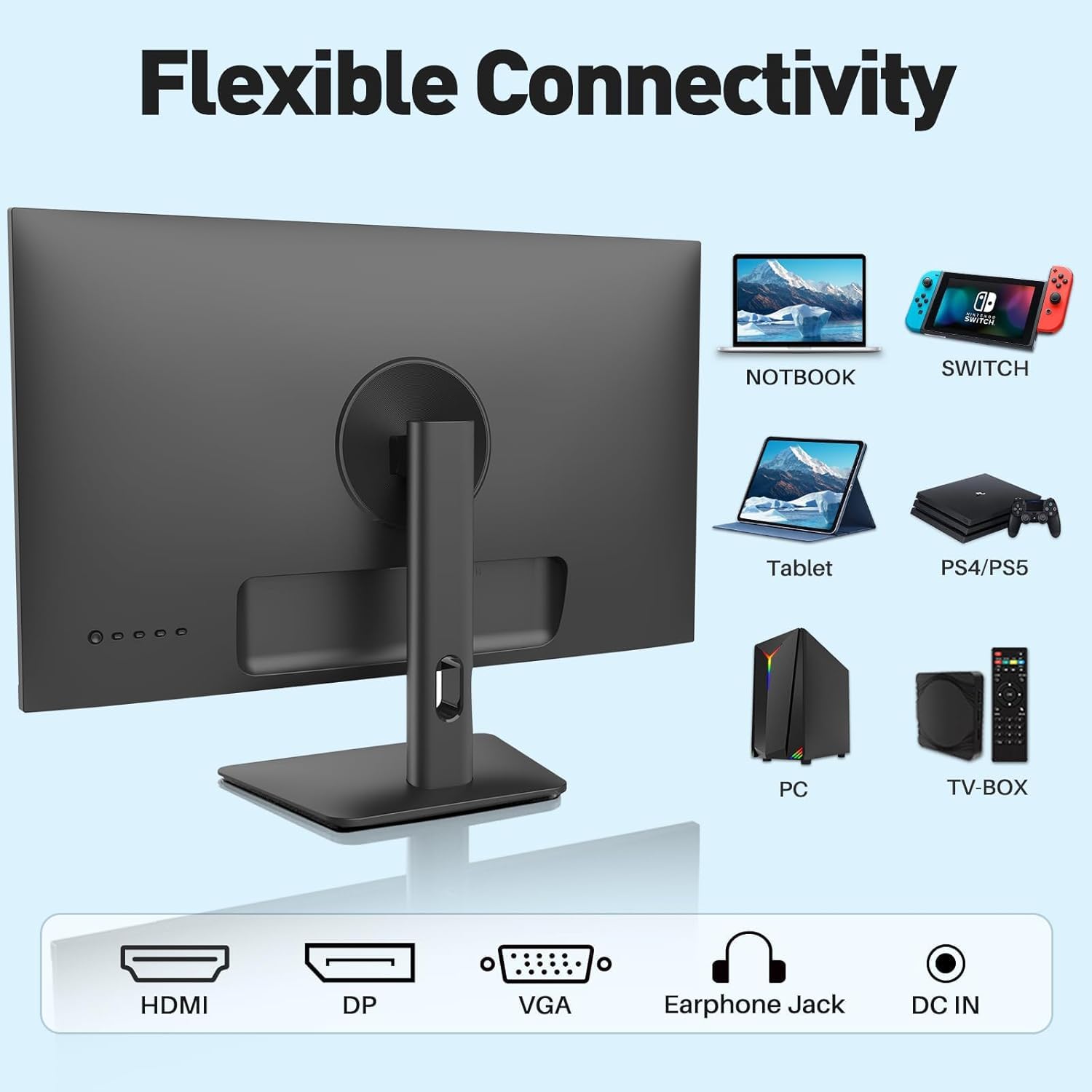 SANSUI 24 Inch IPS FHD 1080P 75Hz Computer Monitor with Built-in Speakers, HDMI/VGA/DP Ports, Eye Care & Ergonomic Tilt - HDR10 ES-24x5A Display for Home Office, Gaming & Multimedia
