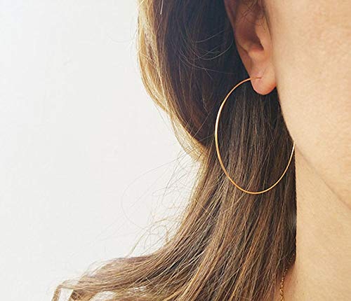 3 Pairs Large Gold Hoop Earrings for Women - 18K Gold Plated Lightweight Stainless Steel - Fashion Minimalist Geometric Round Earrings Set - Perfect for Everyday Wear, Parties & Gifts