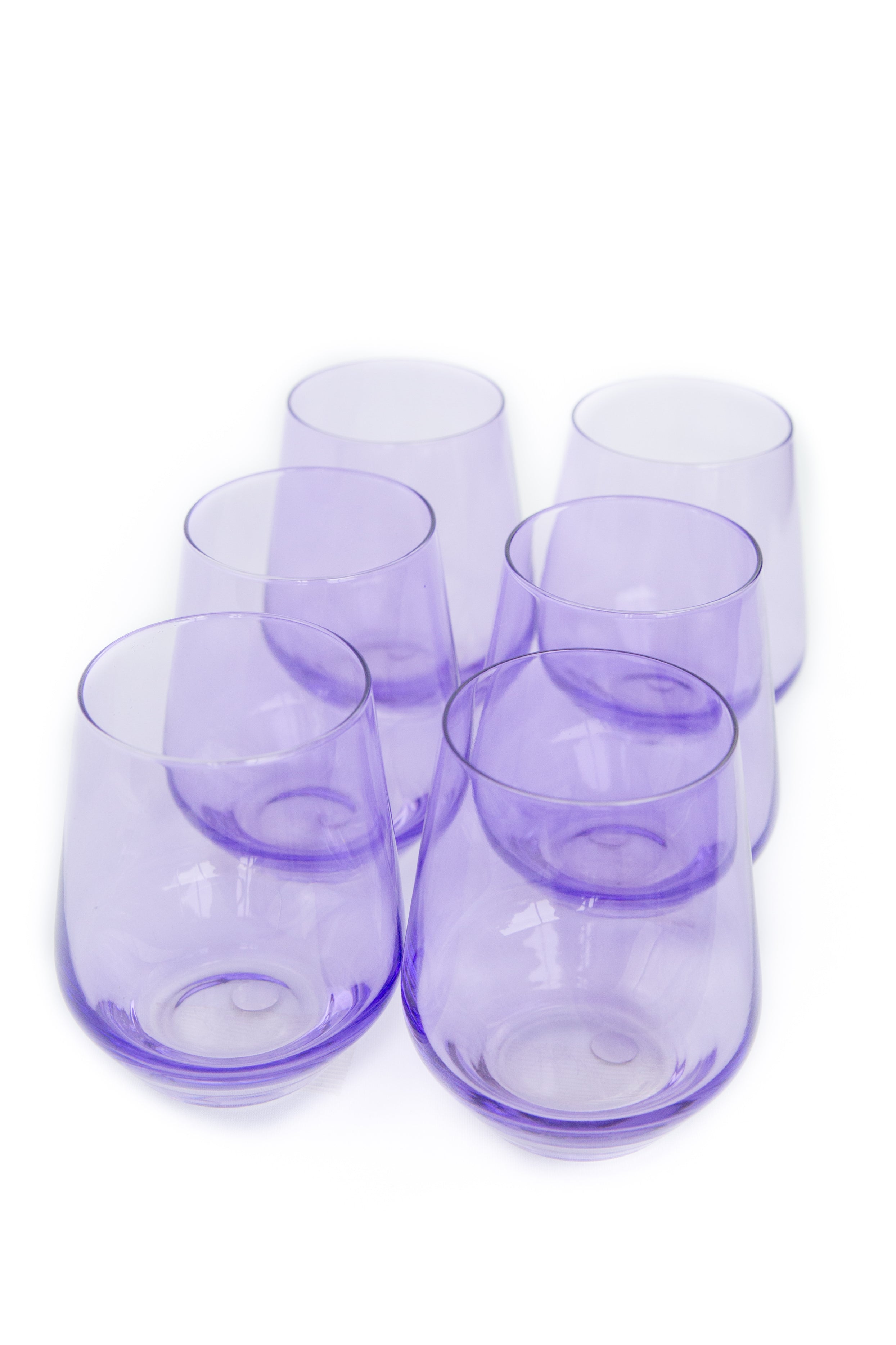 Estelle Colored Wine Stemless Glasses Set of 6 - Elegant Lavender Tumbler Cups for Red & White Wine - Perfect for Parties, Weddings & Home Entertaining