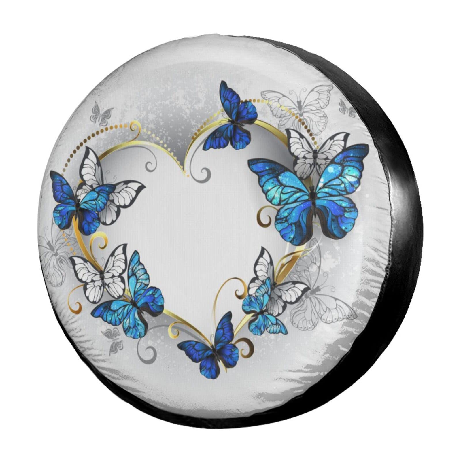Golden Heart Butterflies Spare Tire Cover - 17 Inch Dust-Proof Wheel Protector for Trailers, RVs, SUVs & Vehicles | Waterproof & UV Resistant | Perfect for Camping, Road Trips & Outdoor Adventures