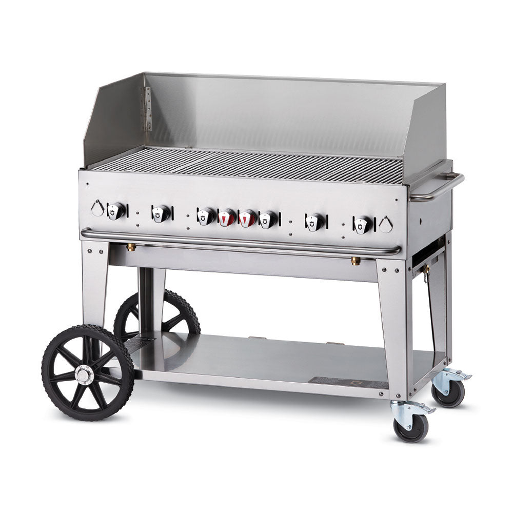 Crown Verity MCB 48WGPLP 6-Burner Liquid Propane Mobile Grill with Wind Guard - Perfect for Outdoor BBQ, Tailgating, and Backyard Parties