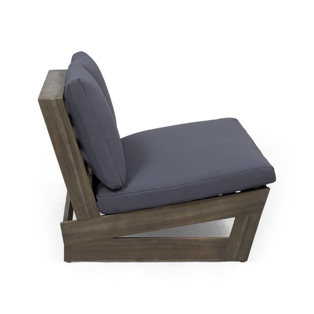Waterproof Outdoor Patio Wood Loveseat with Gray Cushion - Perfect for Garden, Backyard, Poolside & Balcony Relaxation