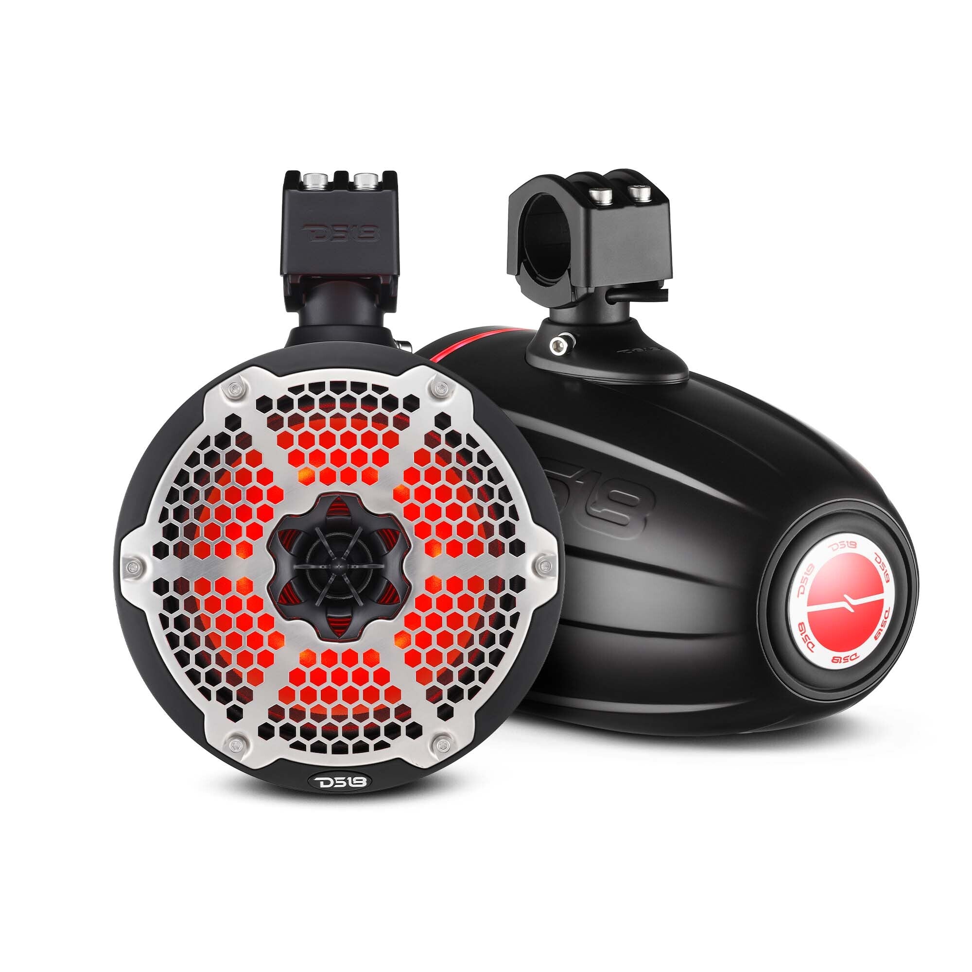 NXL 8 Neodymium Marine & Powersports Speakers with Built-in Passive Radiator, 1 Driver & RGB LED Lights - 180W RMS Power - Black - Perfect for Boats, ATVs & Outdoor Adventures