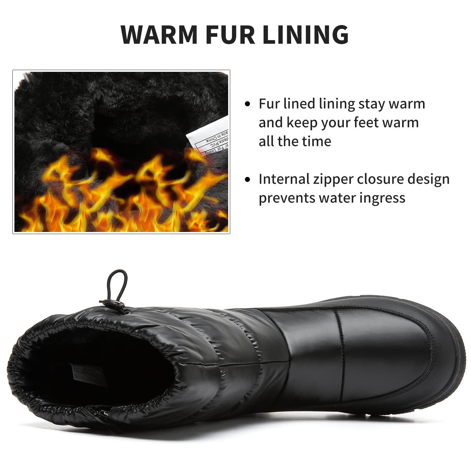 FRACORA Women's Winter Snow Boots - Fur Lined Mid Calf Warm Slip On Boots for Women | Waterproof & Comfortable for Snowy Weather, Outdoor Activities & Casual Wear