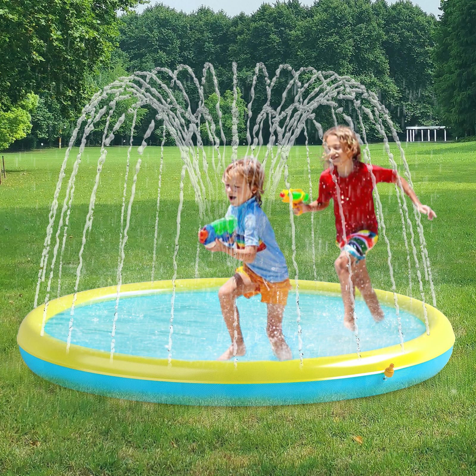 **Heeyoo Non-Slip Splash Pad for Kids & Toddlers – Durable Outdoor Water Play Mat, Summer Sprinkler Pool & Dog Splash Pad – Perfect for Backyard, Park, and Beach Fun**