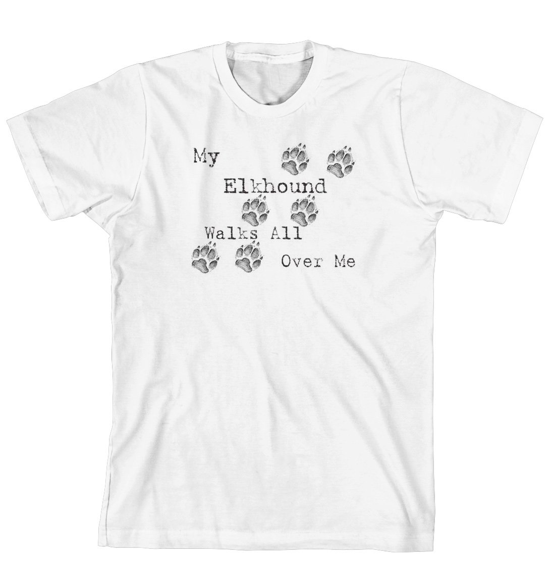 My Elkhound Walks All Over Me Funny Dog Lover T-Shirt - Comfortable Cotton Tee for Dog Owners & Pet Lovers - Perfect for Casual Wear, Dog Parks & Outdoor Activities