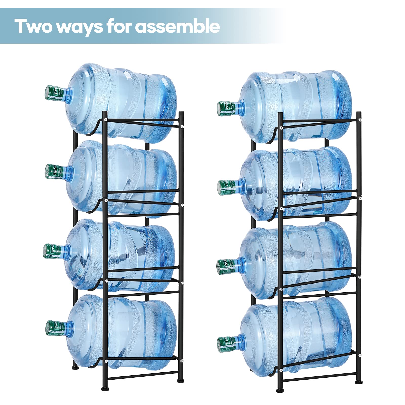 5 Gallon Water Cooler Jug Rack - 4 Tier Detachable Water Bottle Storage Organizer | Heavy Duty Home & Office Water Bottle Holder | Perfect for Kitchen Pantry, Garage, or Workplace Hydration Station