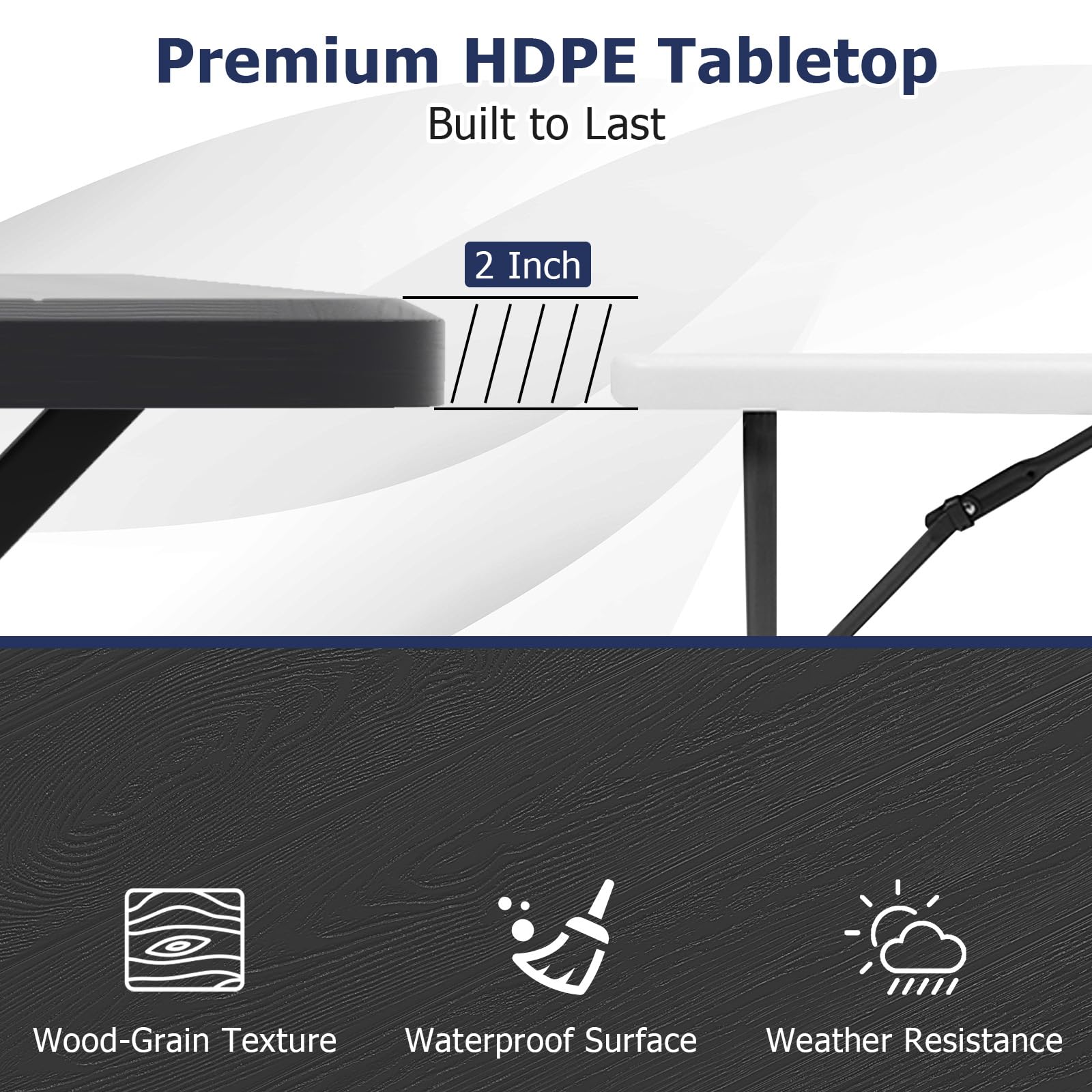 GYMAX Outdoor Picnic Table with All-Weather Wood Grain Tabletop & Sturdy Metal Frame - Easy Assembly for Camping, Backyard, Deck, Patio, Poolside Dining & Parties - Perfect for BBQs, Family Gatherings & Outdoor Entertaining