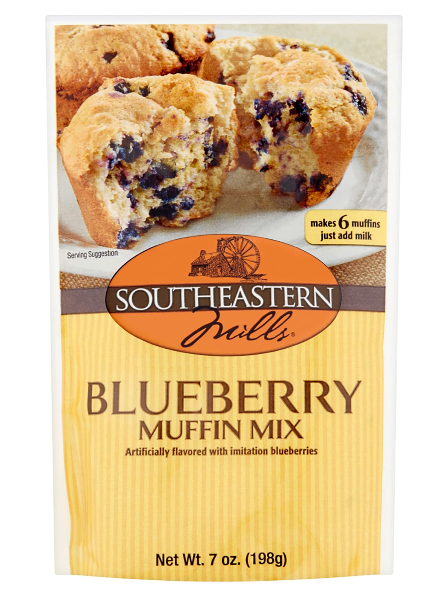 Southeastern Mills Blueberry Muffin Mix - Easy Bake Muffin Mix, Just Add Milk, 7oz Pouch (Pack of 2) - Makes 6 Delicious Muffins Per Bag - Perfect for Breakfast, Snacks & Quick Desserts