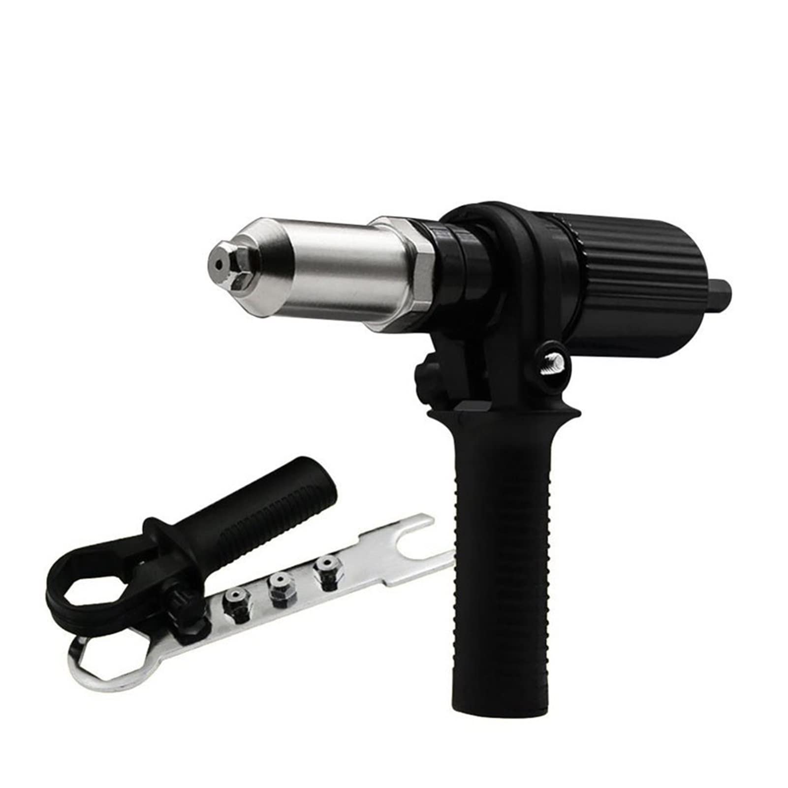 FMOGG Professional Electric Rivet Gun Kit - Heavy Duty Alloy Steel Riveting Tool with 4 Sizes (2.4mm/3.2mm/4.0mm/4.8mm) Rivet Heads & Handle Wrench - Perfect for Metal Fabrication, Automotive Repair, and DIY Home Projects