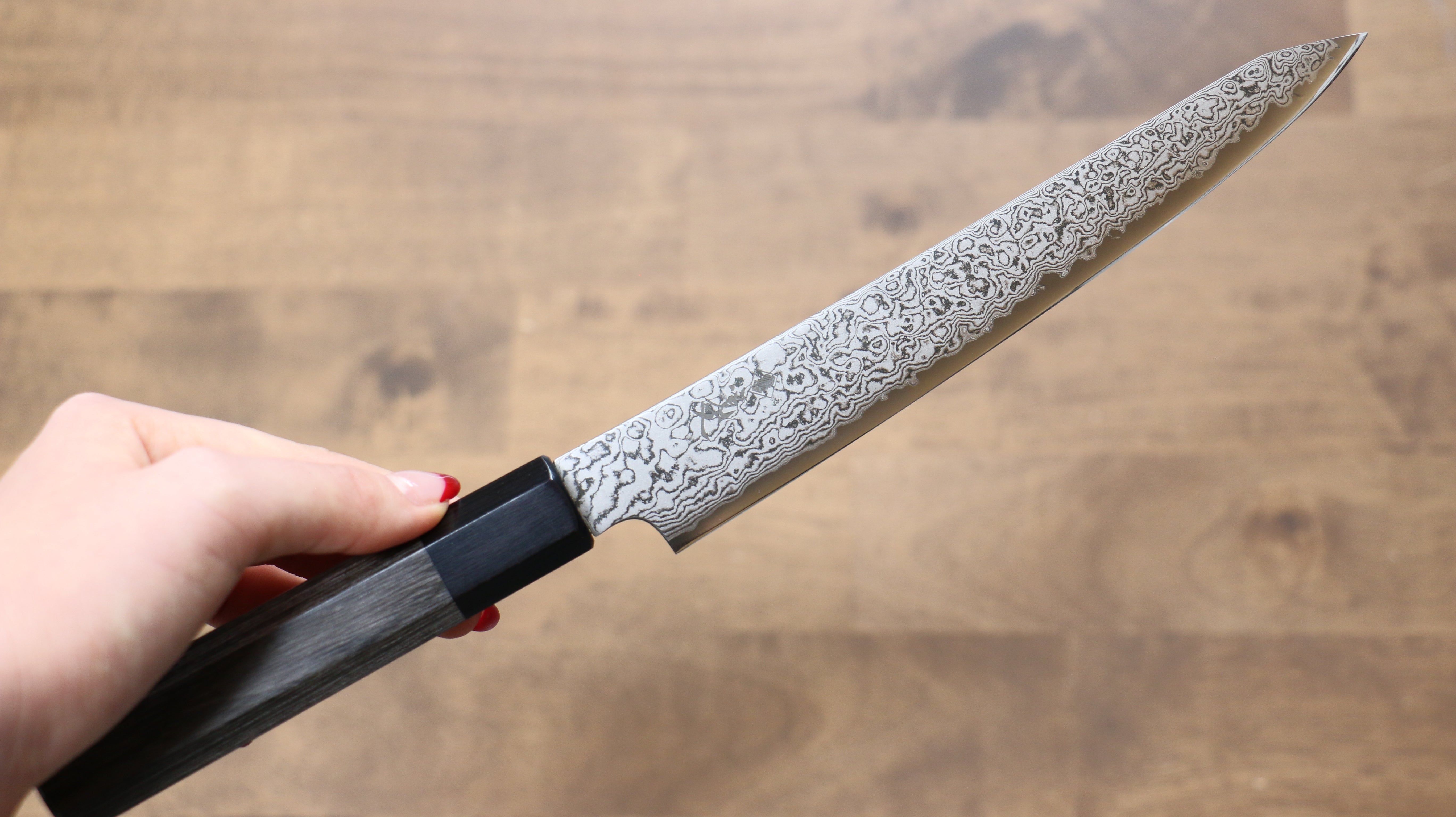 VG10 Damascus Kiritsuke Petty Utility Knife 180mm - High Carbon Stainless Steel Blade with Gray Pakka Wood Handle - Perfect for Slicing, Dicing & Precision Kitchen Tasks