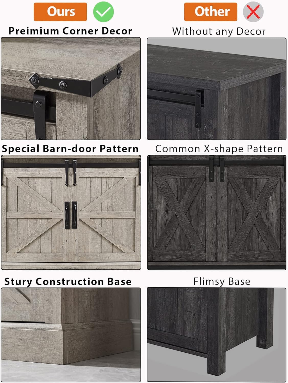Rustic Farmhouse TV Stand for 70-75 Inch TVs - 66