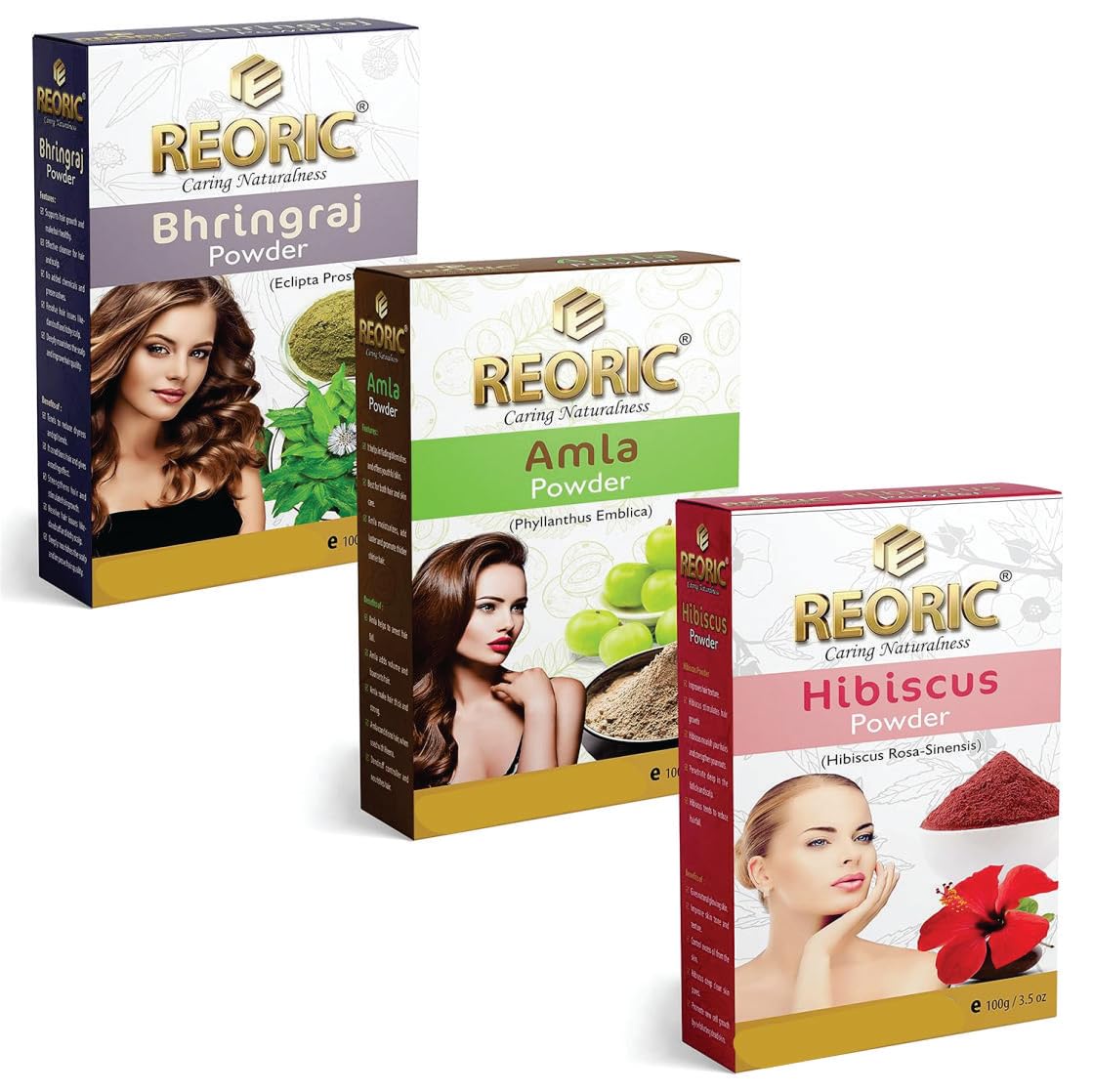 Organic Amla Powder, Bhringraj Powder & Hibiscus Powder Combo (300g x 3) | Natural Hair Growth & Skin Care Treatment | Ayurvedic Herbal Supplement for Shiny Hair & Glowing Skin | Perfect for DIY Hair Masks, Face Packs & Herbal Remedies