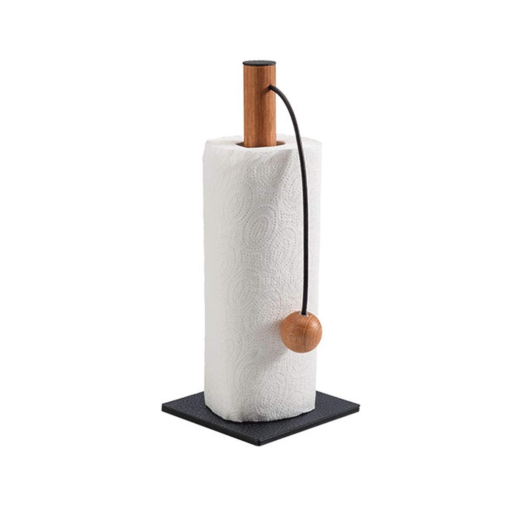 ZANZAN Oak Wood Paper Towel Holder Stand - Rustic Kitchen Countertop Toilet Paper & Tissue Roll Holder with Recycled Leather & Steel Base | Perfect for Farmhouse, Modern & Vintage Home Decor (Color: Paper Holder B)