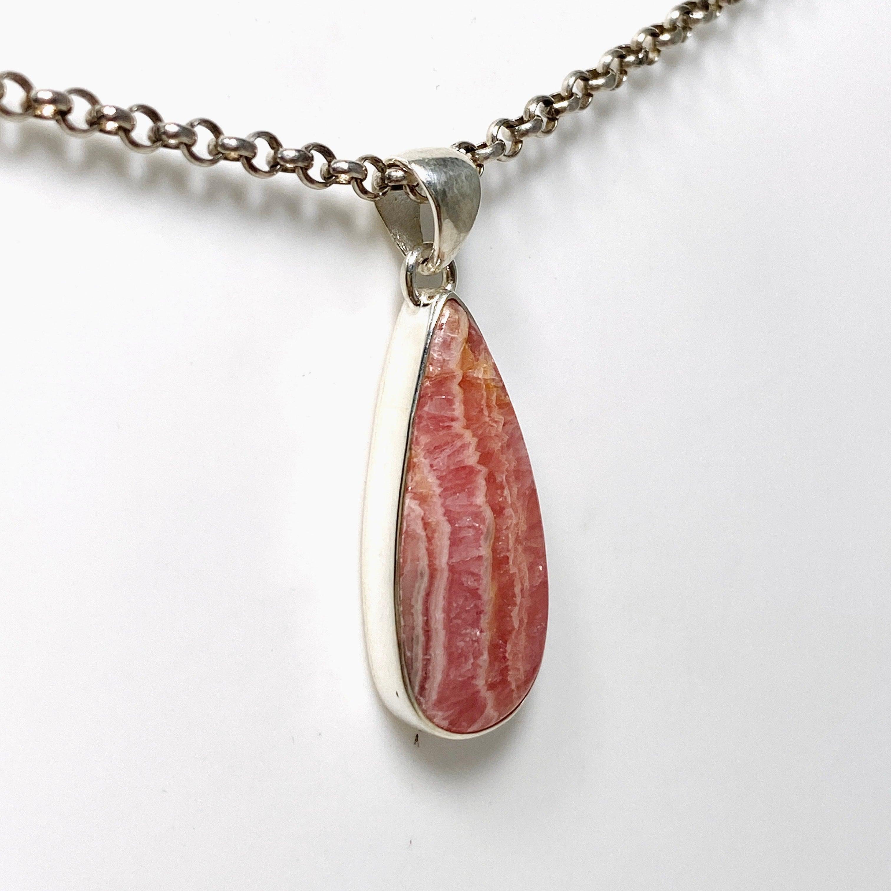 Rhodochrosite Teardrop Pendant Necklace KPGJ4328 - Elegant Gemstone Jewelry for Women, Perfect for Gifts, Weddings & Special Occasions