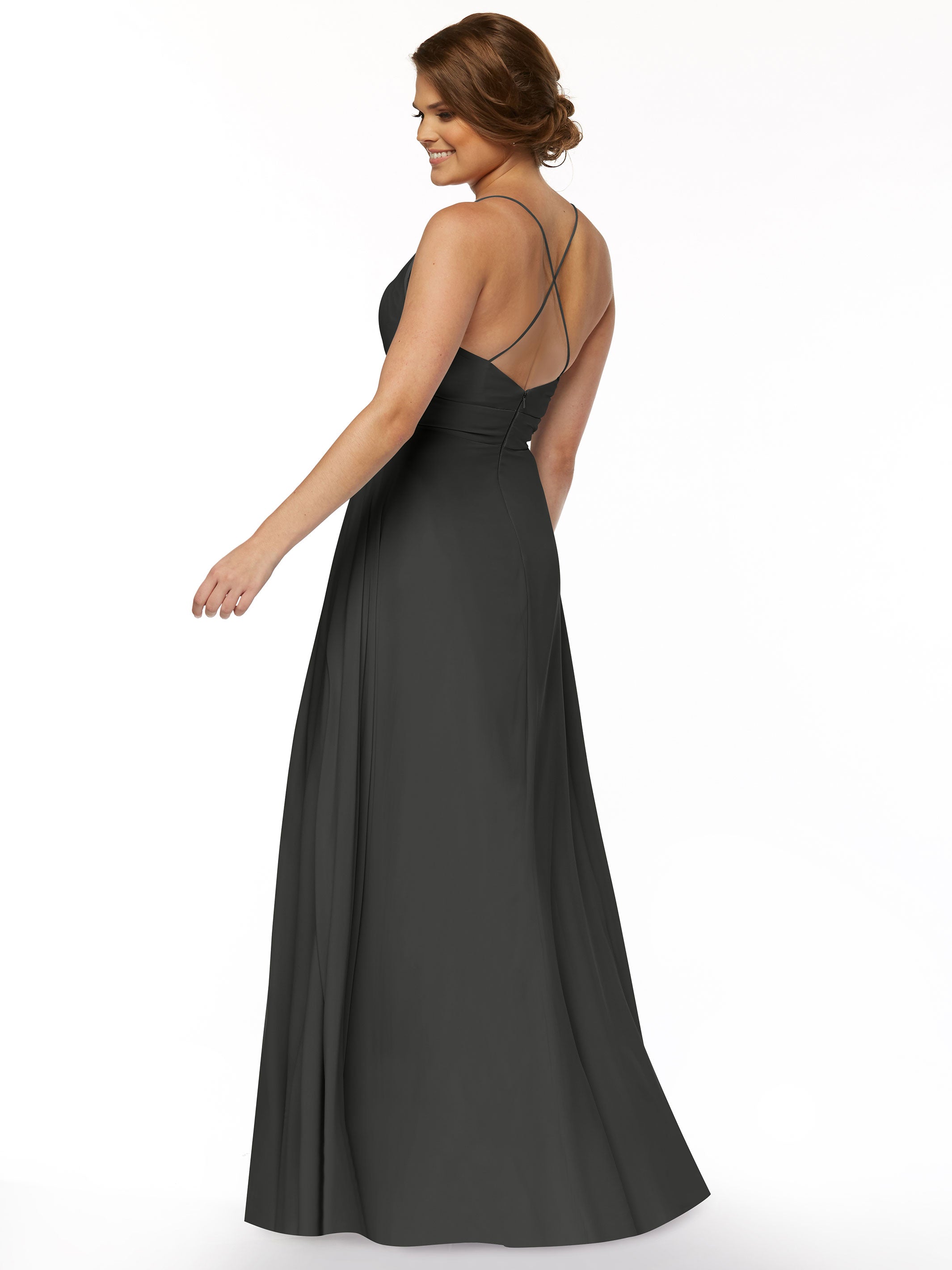 Elegant 83027 Simple Stretch Chiffon A-Line Bridesmaid Dress with Pleats - Perfect for Weddings, Formal Events & Special Occasions