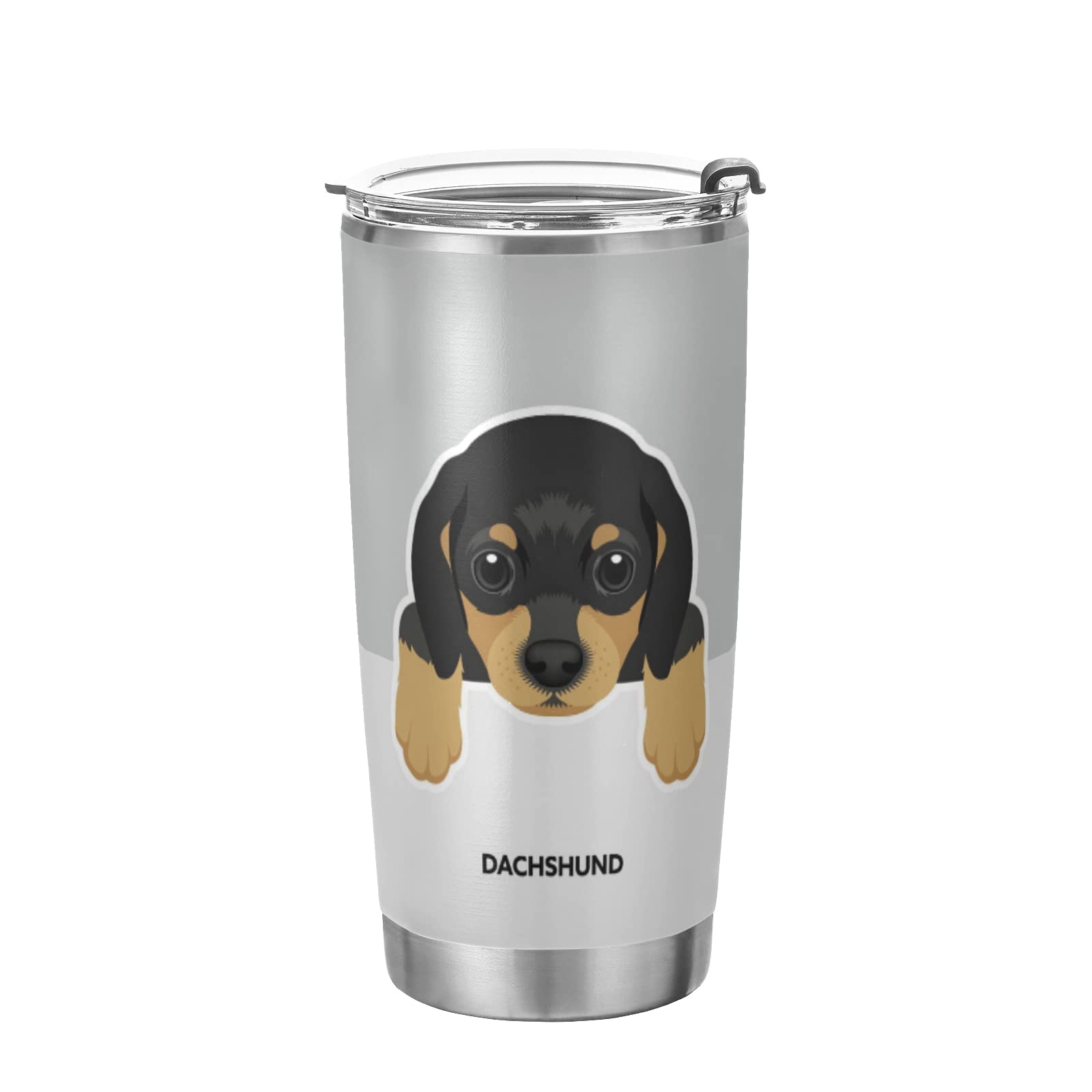 Poeticcity Dachshund Dog Face Tumbler - 20oz Stainless Steel Vacuum Insulated Travel Mug with Lid & Straw | BPA-Free Double Wall Thermal Cup for Coffee, Tea & Cold Drinks | Perfect for Office, Gym, Hiking & Road Trips