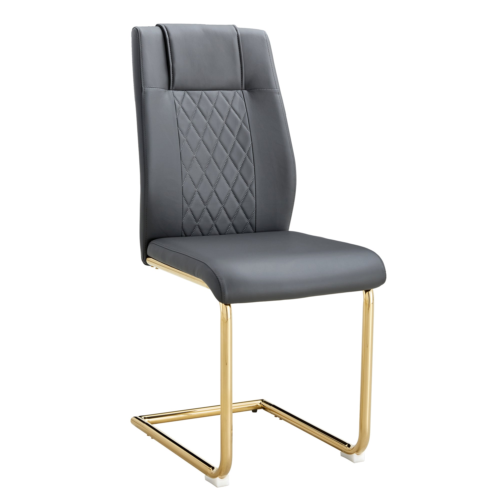 Stylish Faux Leather Cushioned Chairs with Metal Legs - Set of 6 (Gray PU Leather) for Living Room, Kitchen, Bedroom & Dining Room - Perfect for Home Decor & Guest Seating