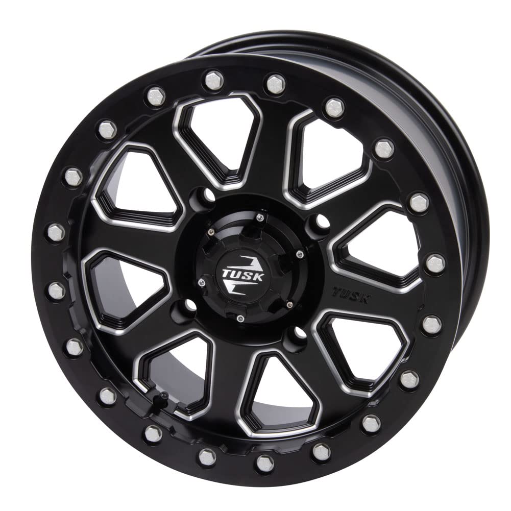 14x7 Tusk Uinta Beadlock Wheel 5.0+2.0 Milled Black for TRACKER SVX 1000 2020 - Off-Road Adventure