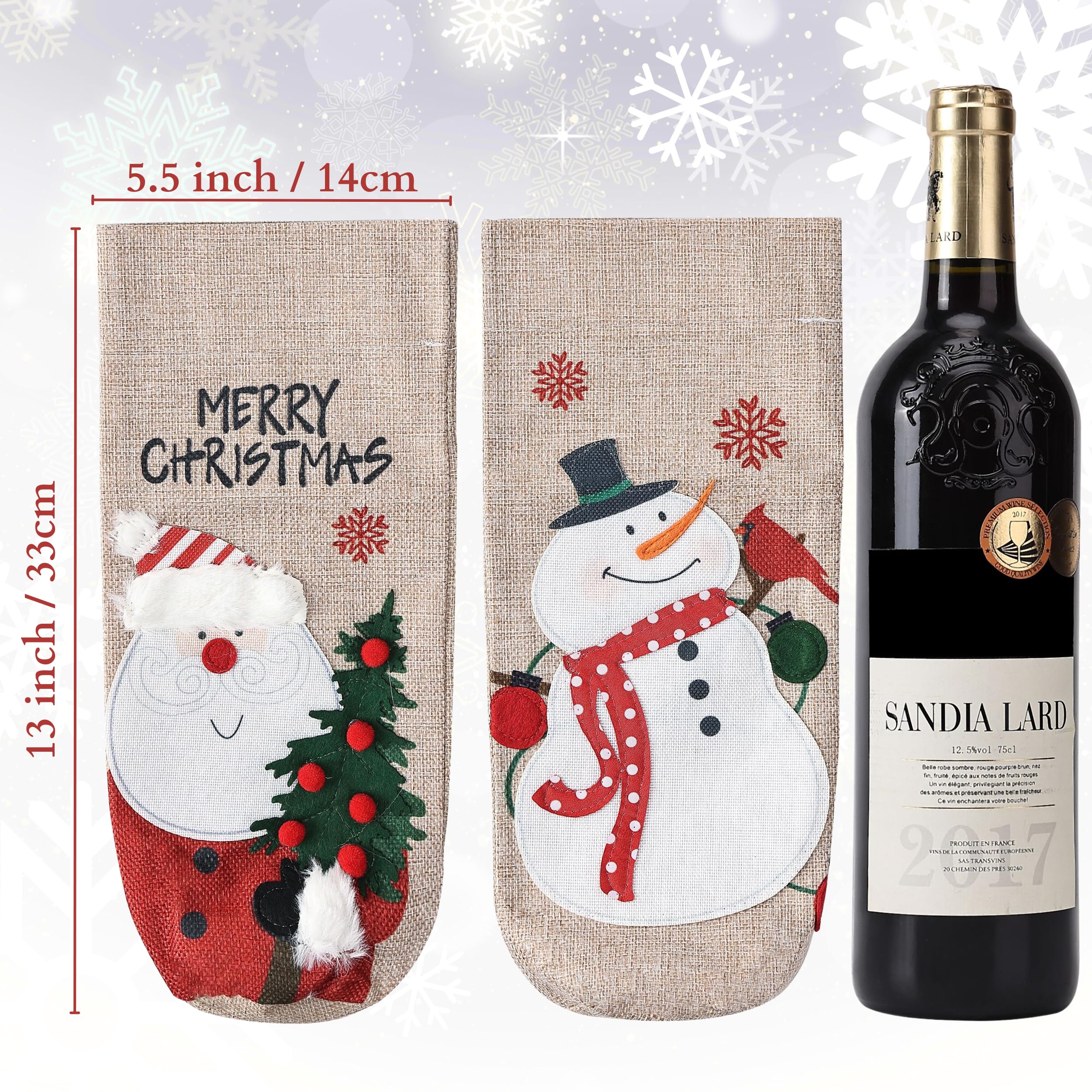 Mr. Pen Christmas Wine Bags 2 Pack - Burlap Drawstring Wine Bottle Gift Bags for Holiday Gifting, Party Favors & Festive Decor (Red & Green) - Perfect for Christmas Parties, Hostess Gifts & Wine Lover Presents