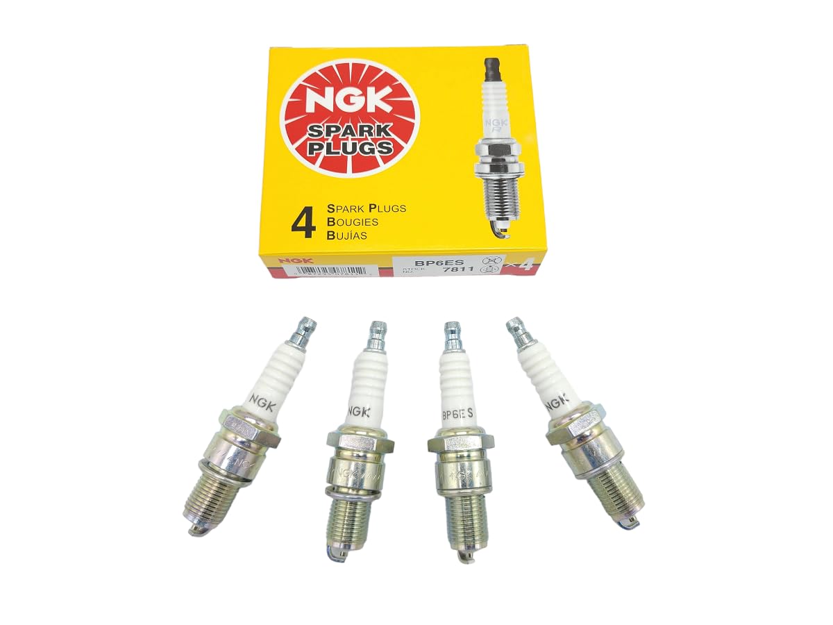 NGK BP6ES Spark Plug - 4 Pack Standard Copper Core Spark Plugs for Cars, Trucks & Motorcycles - High Performance Ignition Replacement Parts for Smooth Engine Start & Acceleration