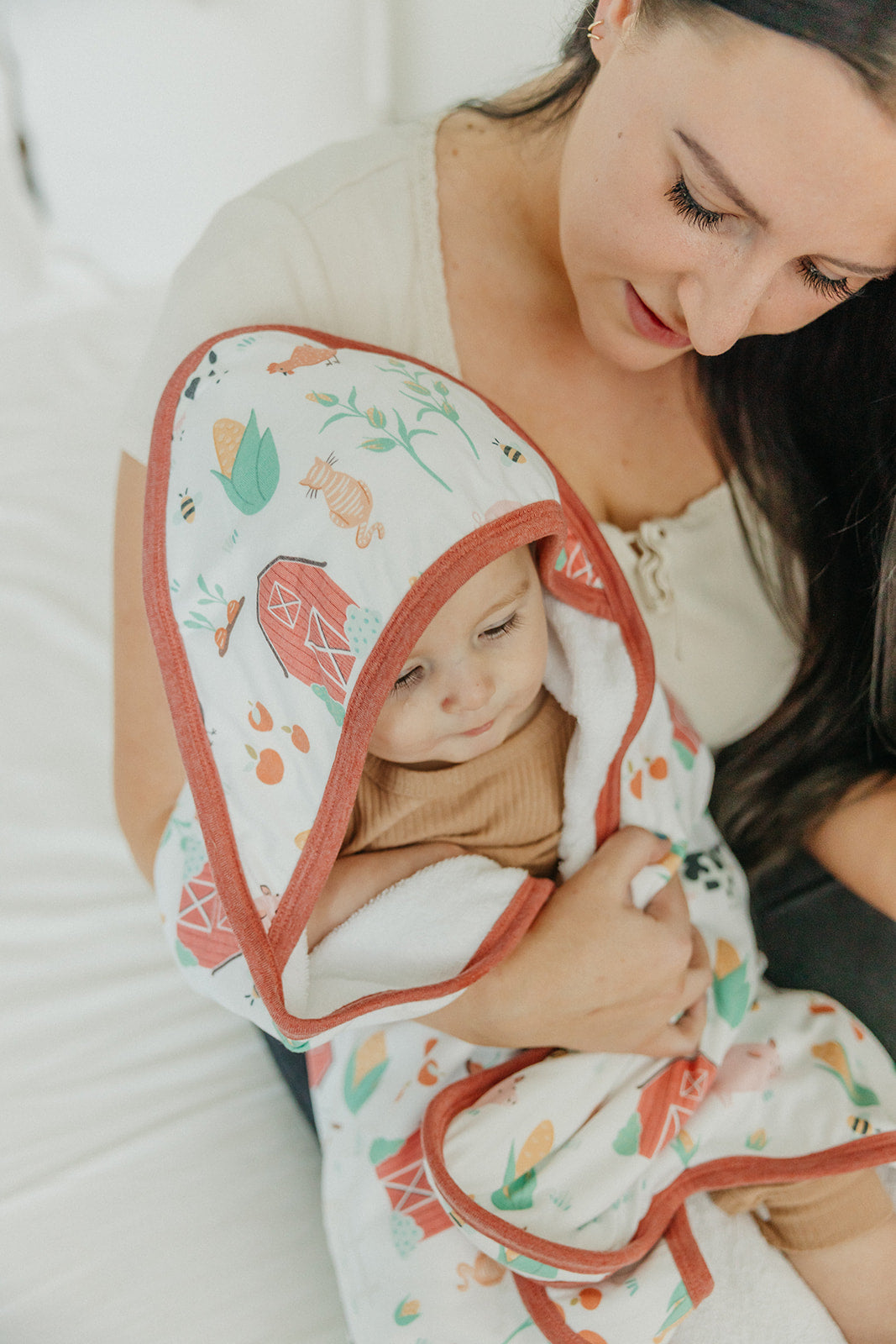 Premium Baby Knit Hooded Towel - Soft & Absorbent Farm Animal Print Bath Towel for Newborns & Toddlers - Perfect for Bath Time, Swimming & After-Spa Care