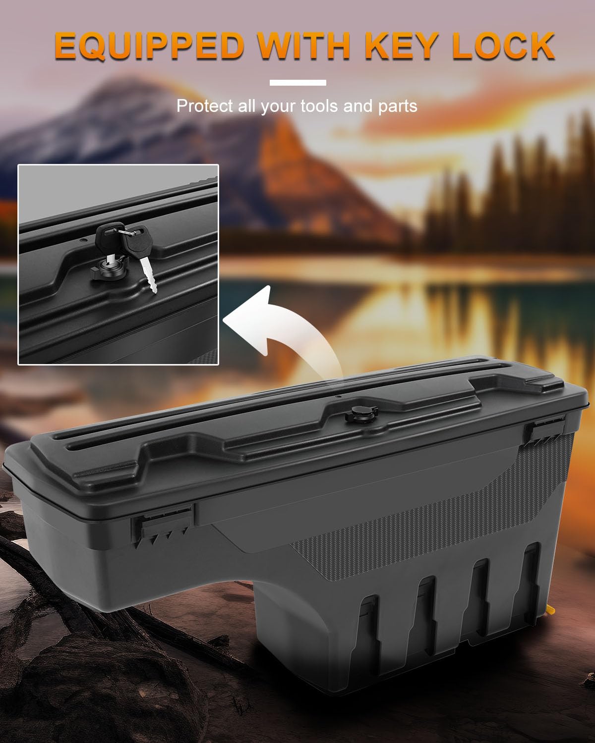 ROADFAR Right Passenger Side Truck Bed Storage Box with Key Lockable Lid - Replacement for Ford F-150 2015-2022 Models - Durable Black Toolbox for Organizing Tools & Equipment | Perfect for Camping, Work Sites & Off-Road Adventures