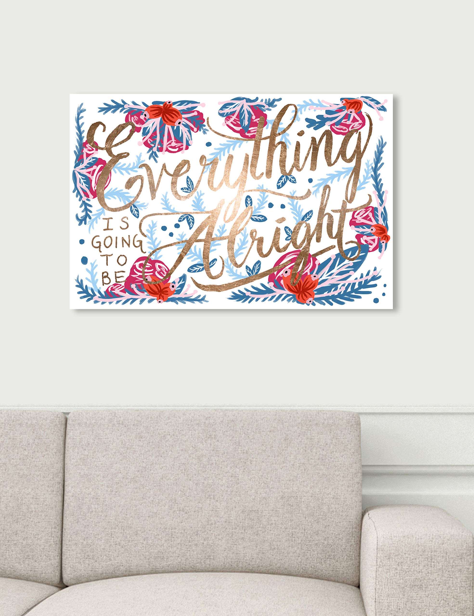 Oliver Gal Artist Co. 'Spring Alright' Typography Wall Art Canvas Print - 24x16 Inch Gold & Red Inspirational Quote Home Decor - Perfect for Living Room, Bedroom & Office Decorations