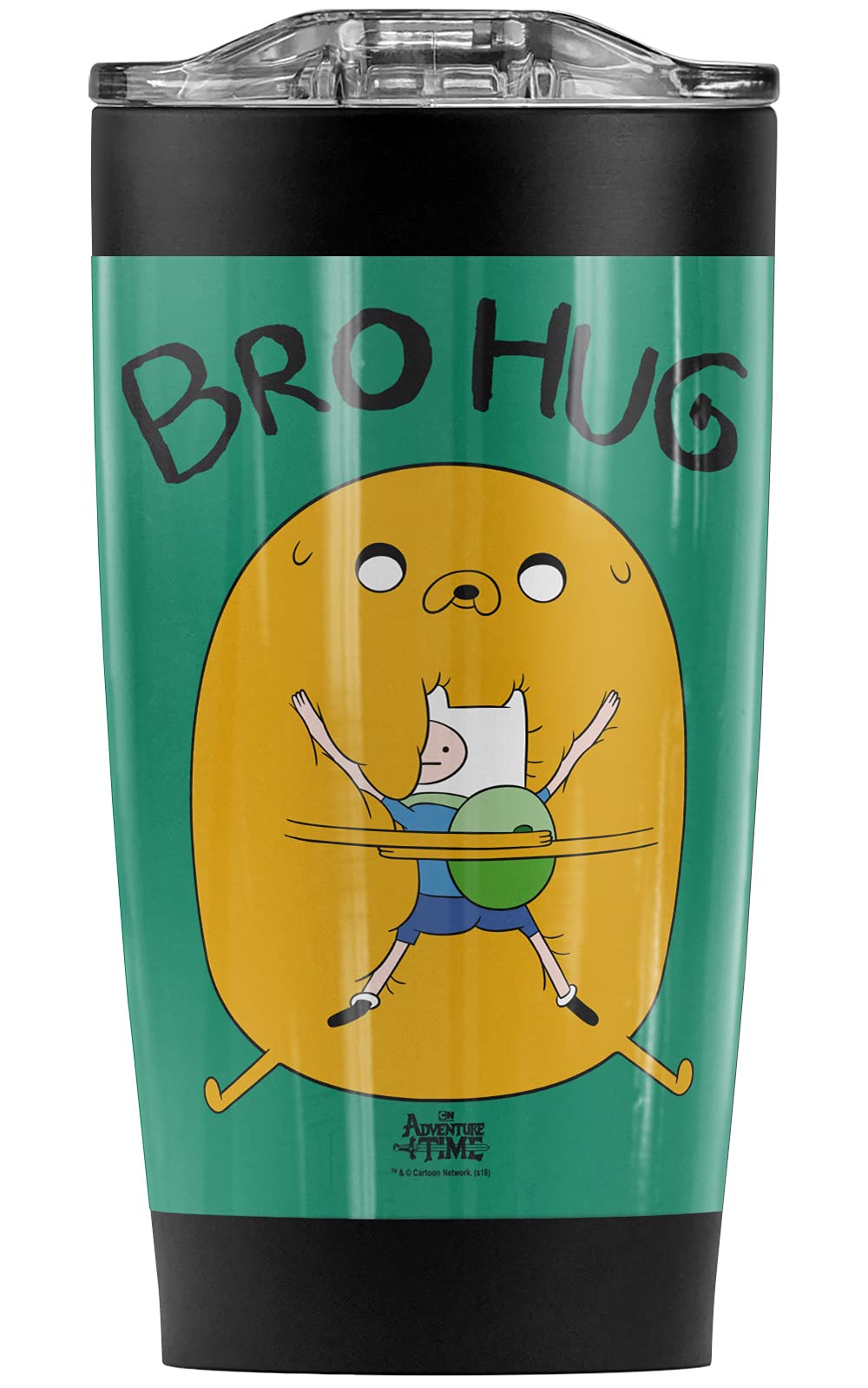Adventure Time Jake Bro Hug 20 oz Stainless Steel Tumbler - Vacuum Insulated Travel Mug with Leakproof Sliding Lid | Keeps Hot & Cold Beverages Perfect Temperature | Great for Coffee, Tea, Iced Drinks | Ideal for Office, Commuting, Camping & Outdoor Adventures