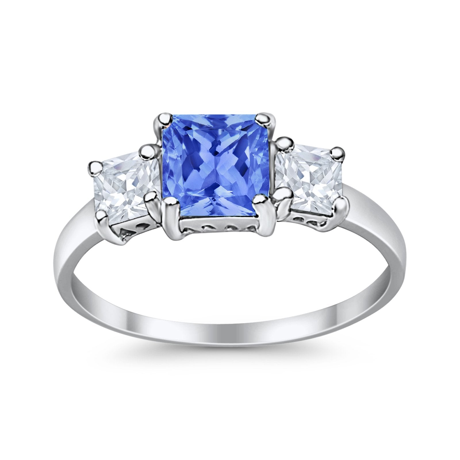 3 Stone Princess Cut Cubic Zirconia Ring - 925 Sterling Silver Fashion Jewelry for Women - Perfect for Weddings, Anniversaries & Special Occasions