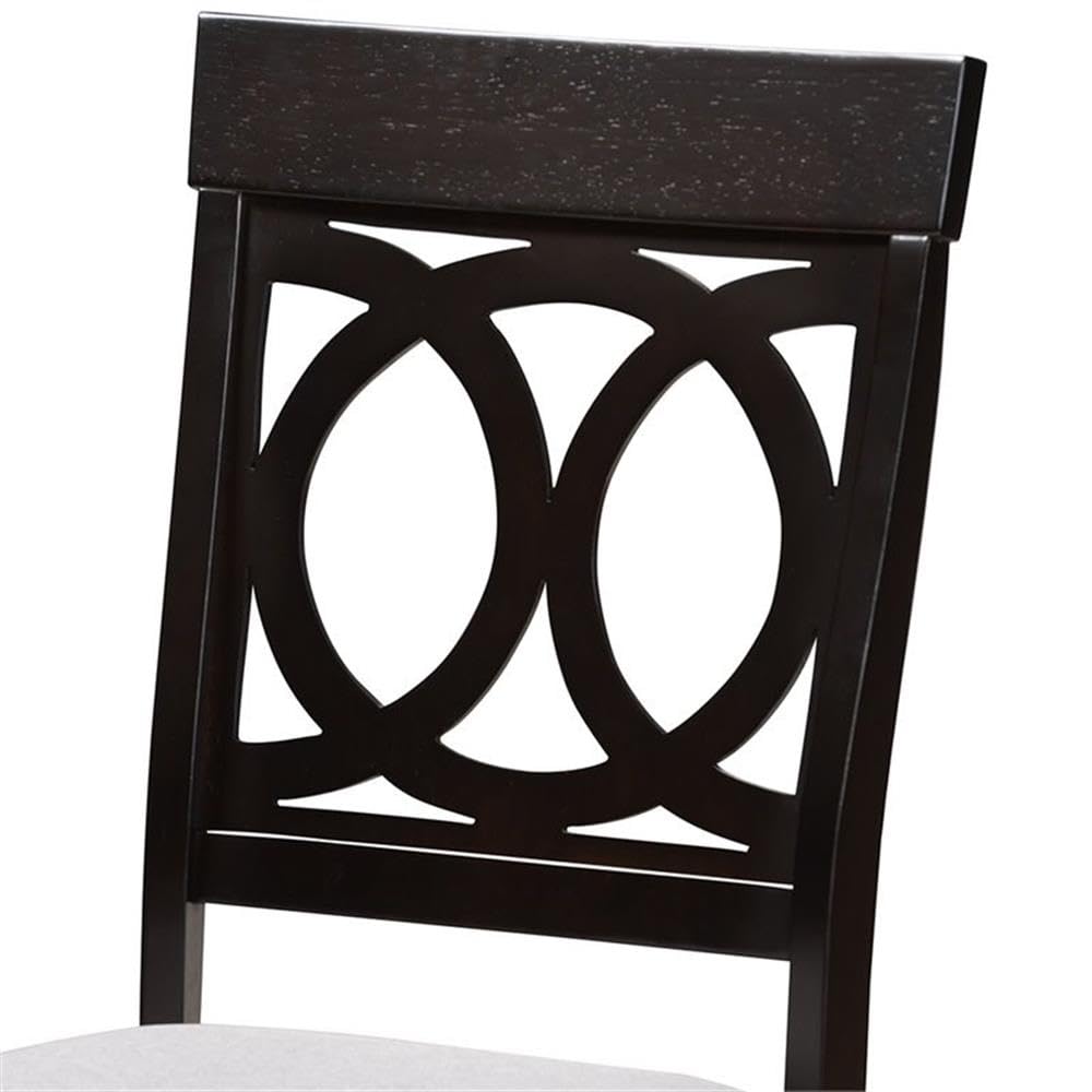 Baxton Studio Lucie Wood Dining Chair Set of 4 - Modern Gray & Espresso Finish - Perfect for Kitchen, Dining Room, and Home Office