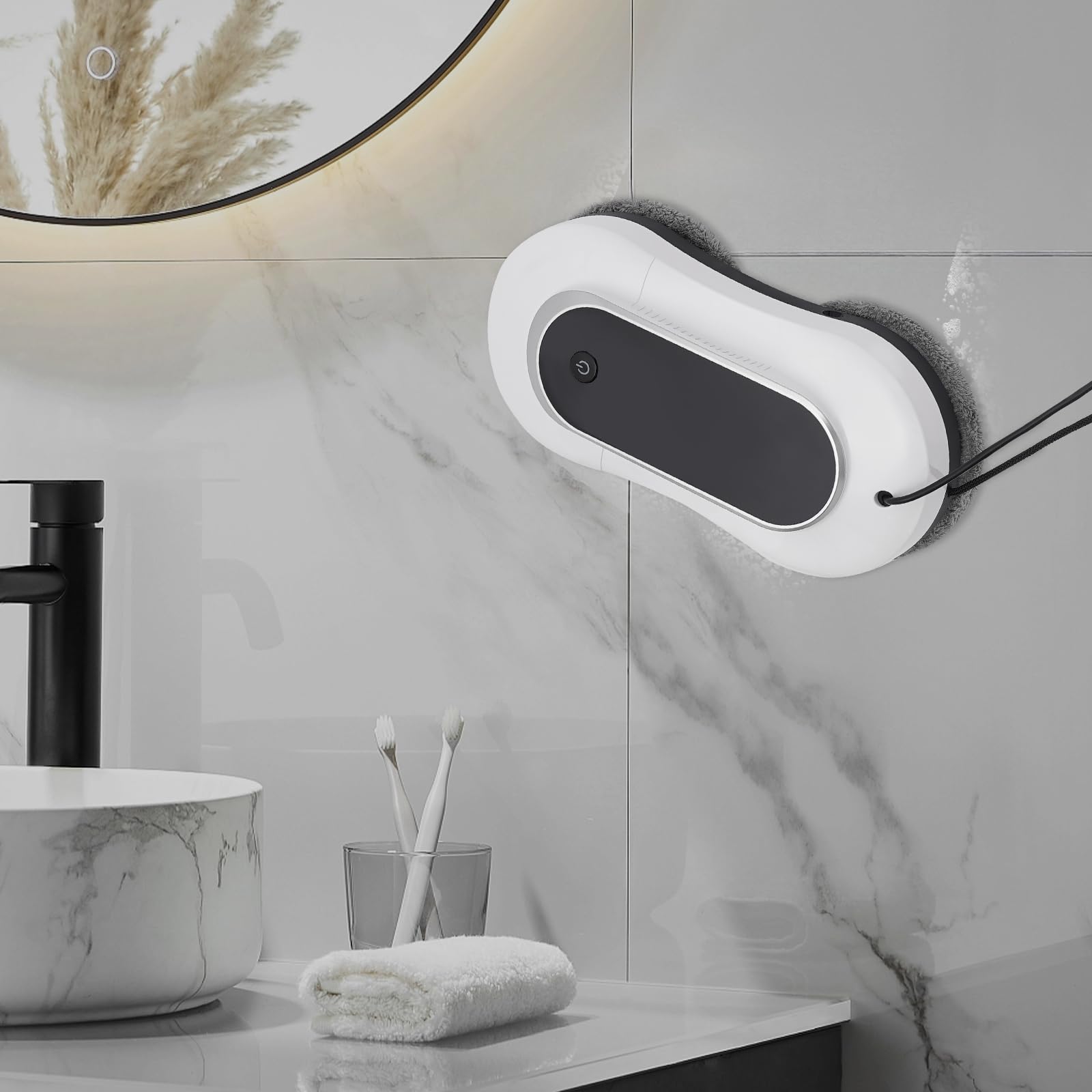 Automatic Window Cleaning Robot with Dual Water Spray & 3200Pa Suction - 70ml Water Tank, White | Smart Glass Cleaner for Home, Office & High-Rise Buildings