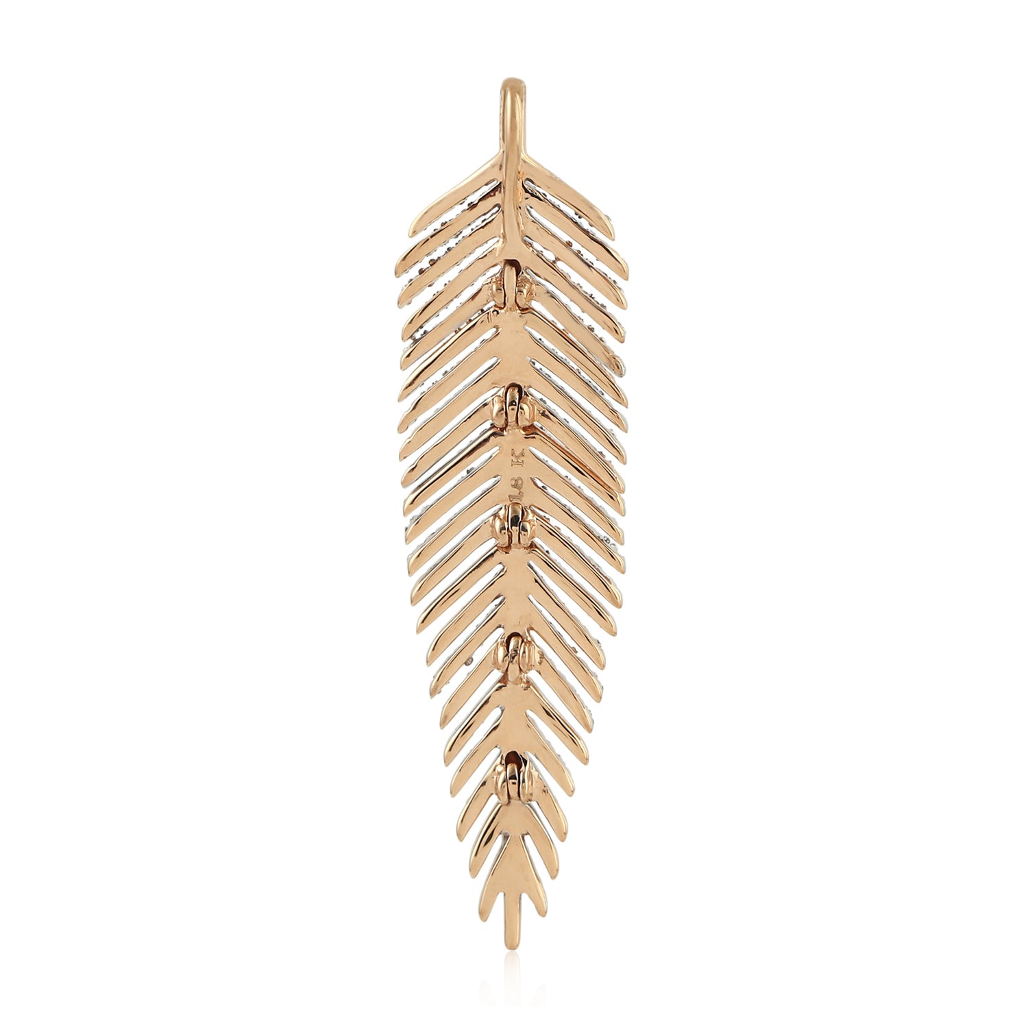 18K Rose Gold Micro Pave Diamond Handmade Feather Pendant Necklace - Elegant Jewelry Gift for Women, Perfect for Weddings, Anniversaries & Special Occasions