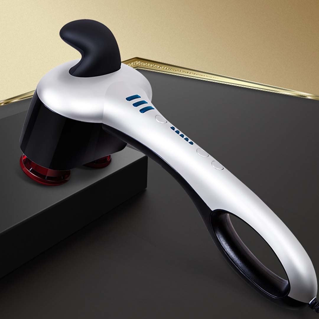 2X Deluxe Handheld Infrared Percussion Massager with Soothing Heat Therapy - Deep Tissue Muscle Pain Relief for Back, Neck & Shoulders - Perfect for Athletes, Office Workers & Home Use