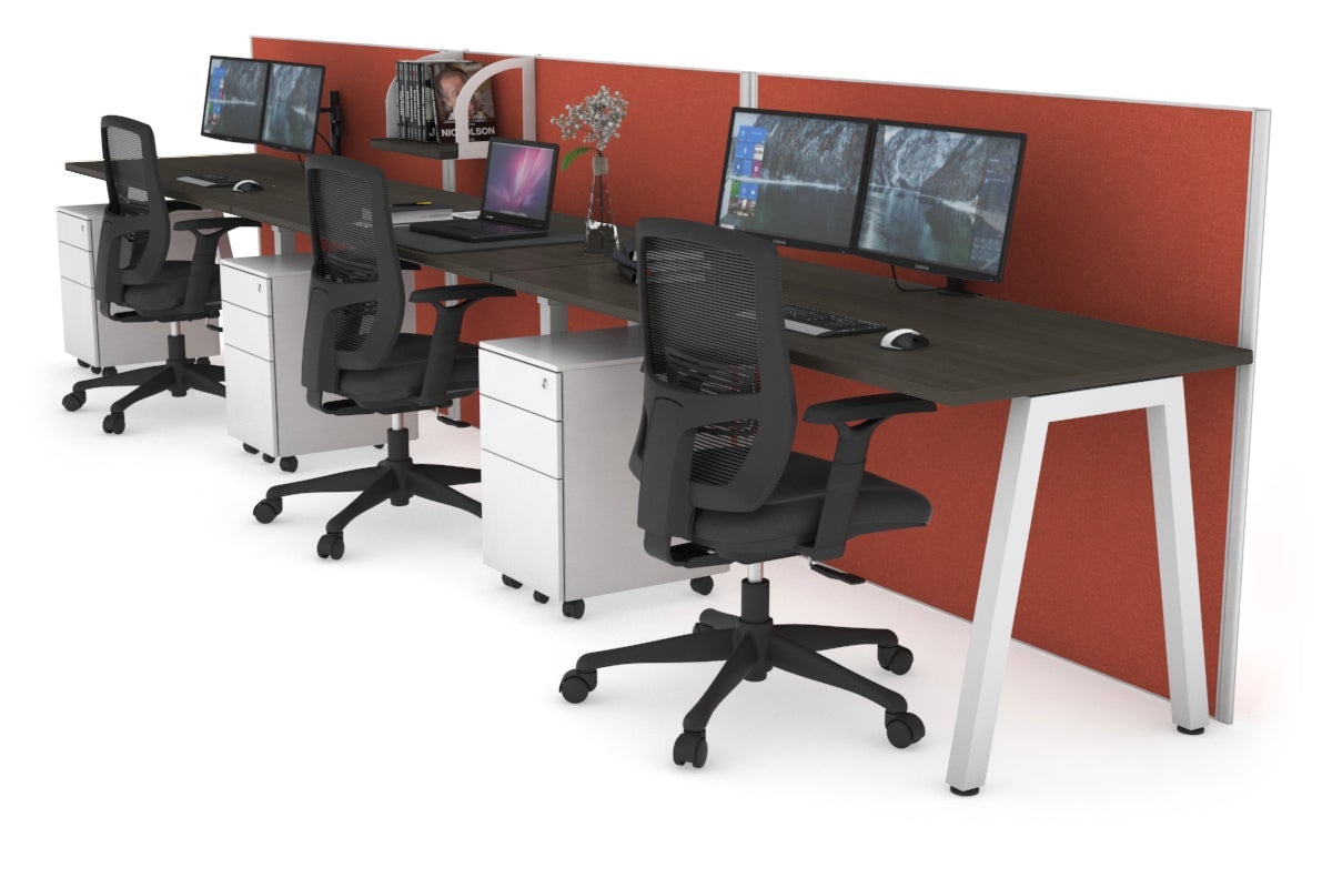 Horizon Quadro 3-Person Office Workstation Desk - 1200L x 700W Large Workspace for Collaborative Teams | Perfect for Shared Office Spaces & Coworking Environments