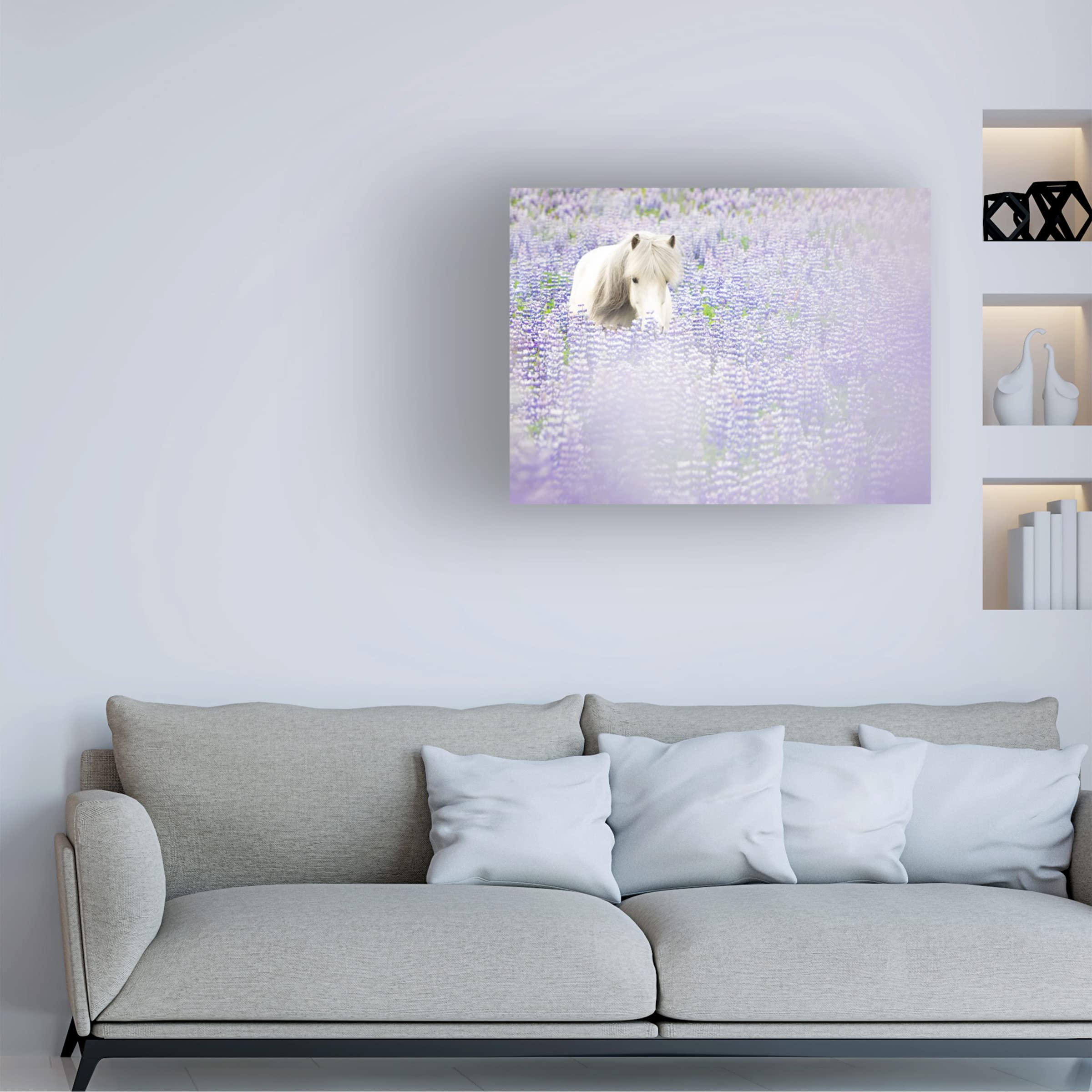 PHBurchett 'Horse in Lavender II' Canvas Wall Art Print - 14x19 Inches, Floral Horse Painting for Living Room, Bedroom & Office Decor