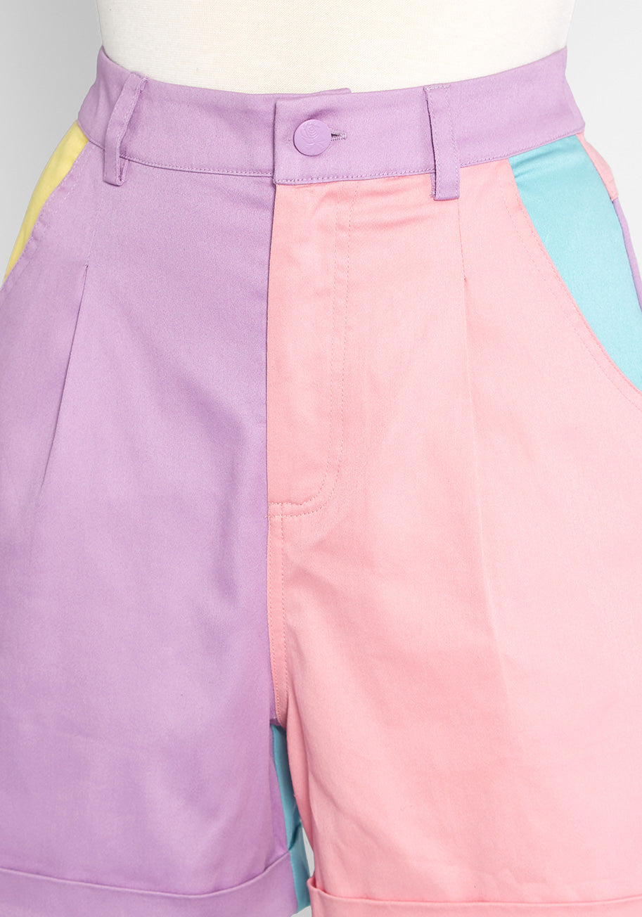 Pastel High Rise Shorts for Women - Trendy Comfortable Stretchy Workout Running Yoga Shorts - Perfect for Gym, Lounge & Summer Outfits