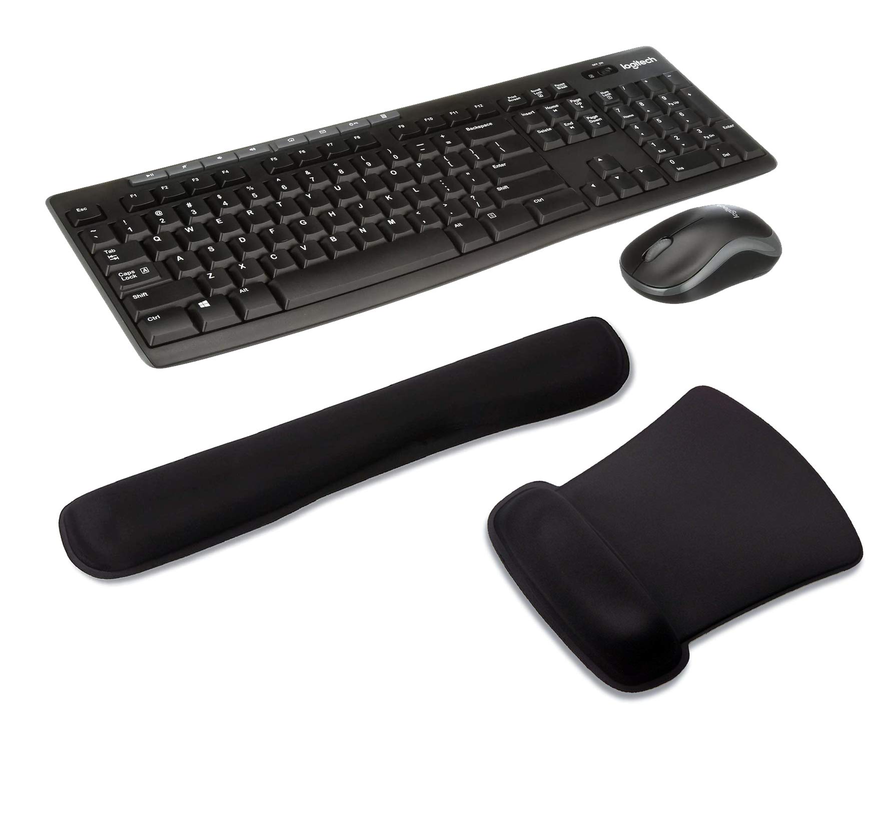 Logitech MK270 Wireless Keyboard and Mouse Combo with Ergonomic Wrist Rest & Mouse Pad - Quiet Typing for Office, Home, Gaming & Remote Work