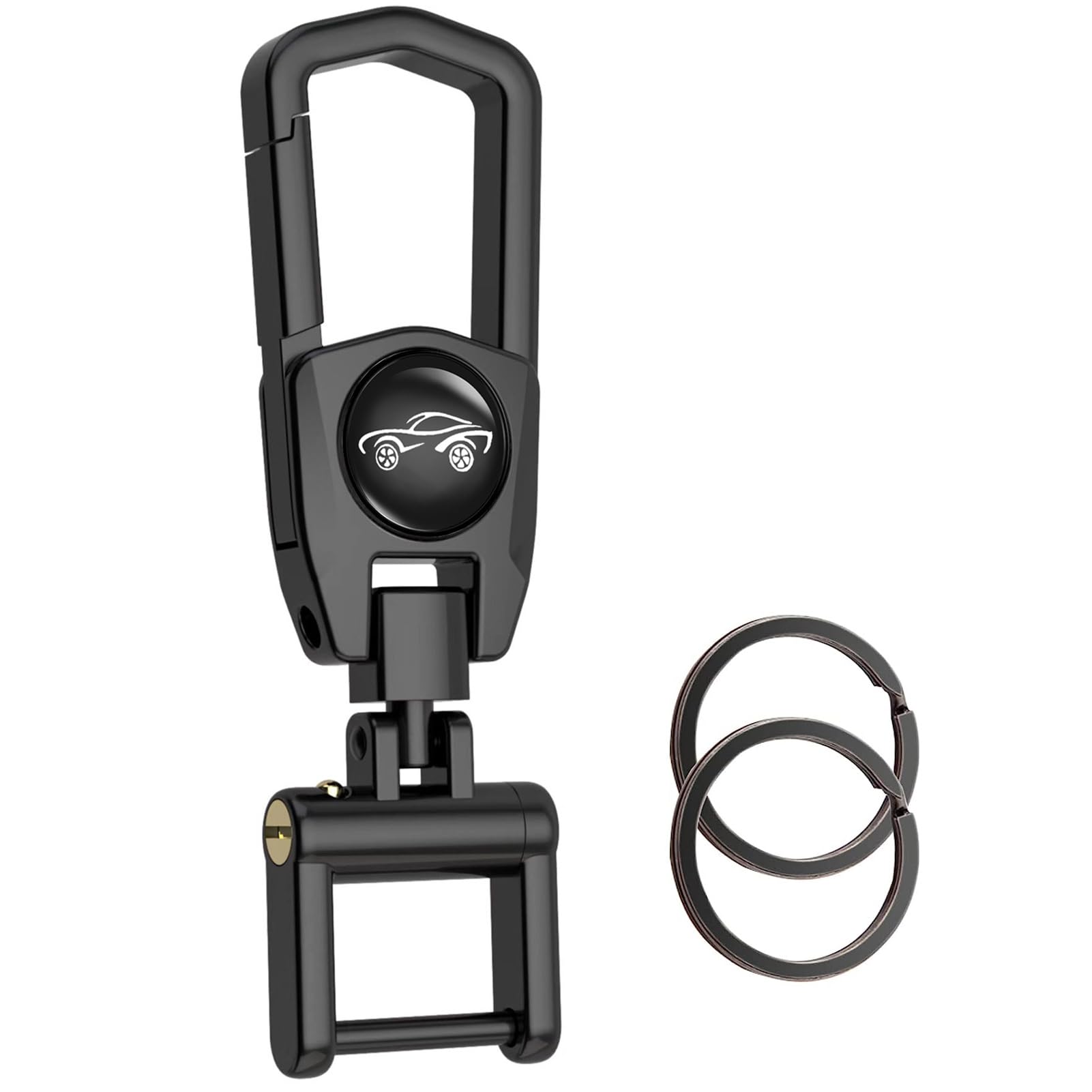 Durable Metal Car Key Fob Keychain with 2 Detachable Key Rings - Heavy Duty Key Holder Clip for Men & Women - Perfect for Car Keys, House Keys & Everyday Carry Accessories